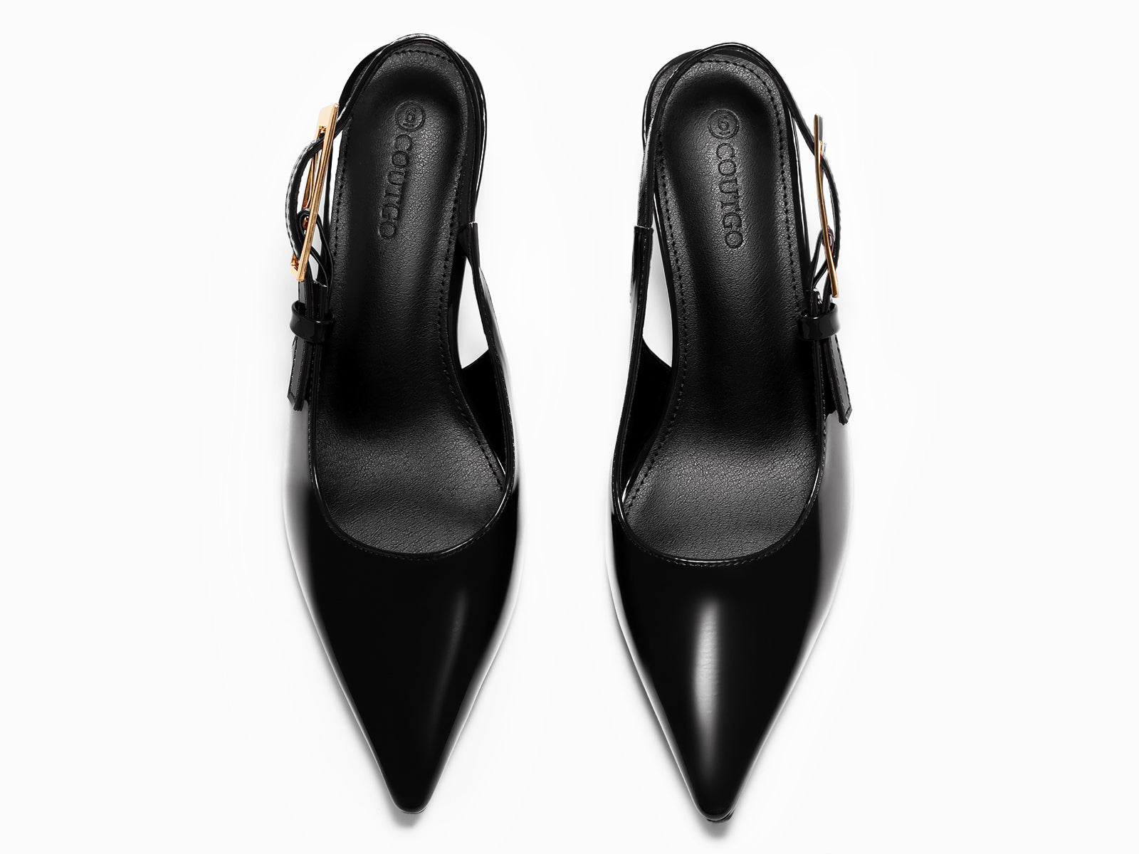 Coutgo Womens Black Slingback Kitten Heels