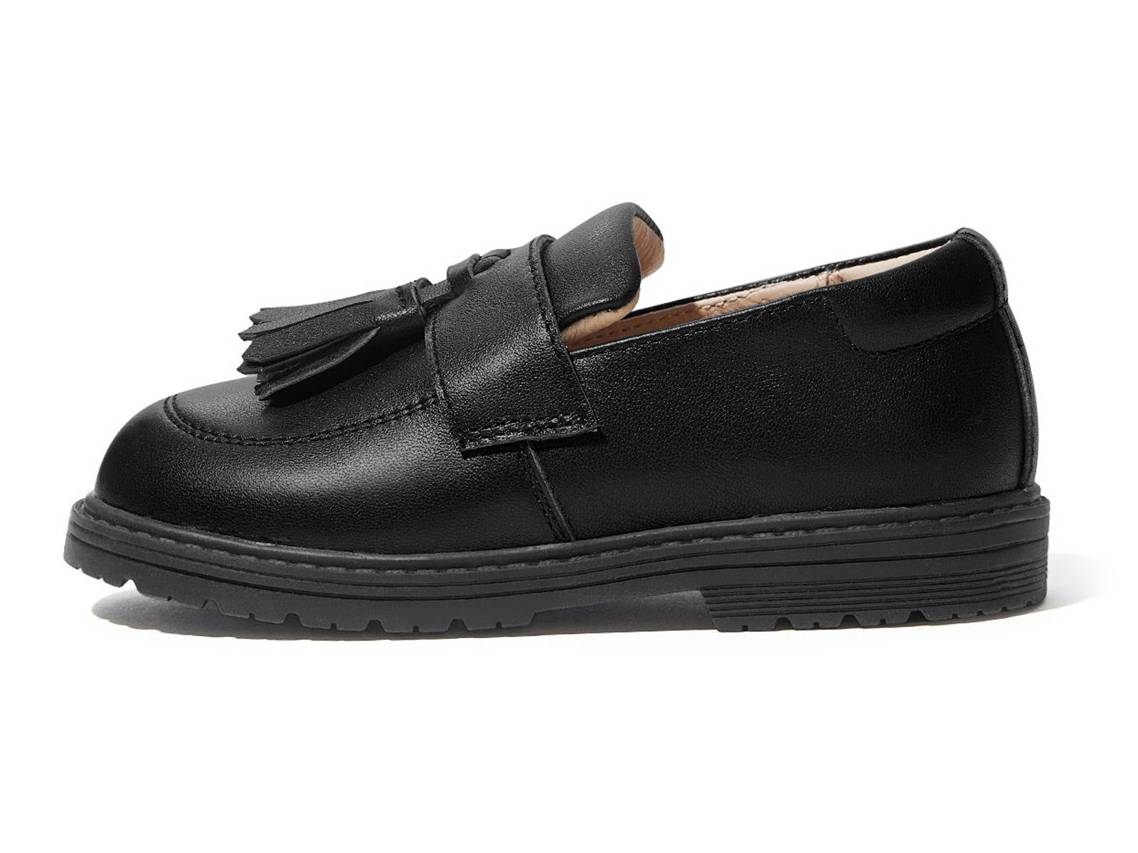 Coutgo Girls Black Pu Platform Slip Loafers