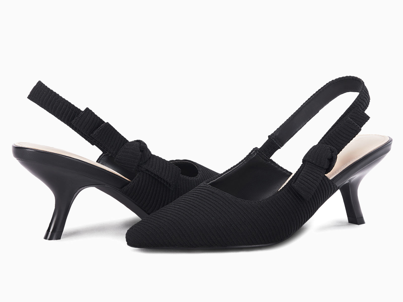 Coutgo Womens Black Slingback Kitten Heels