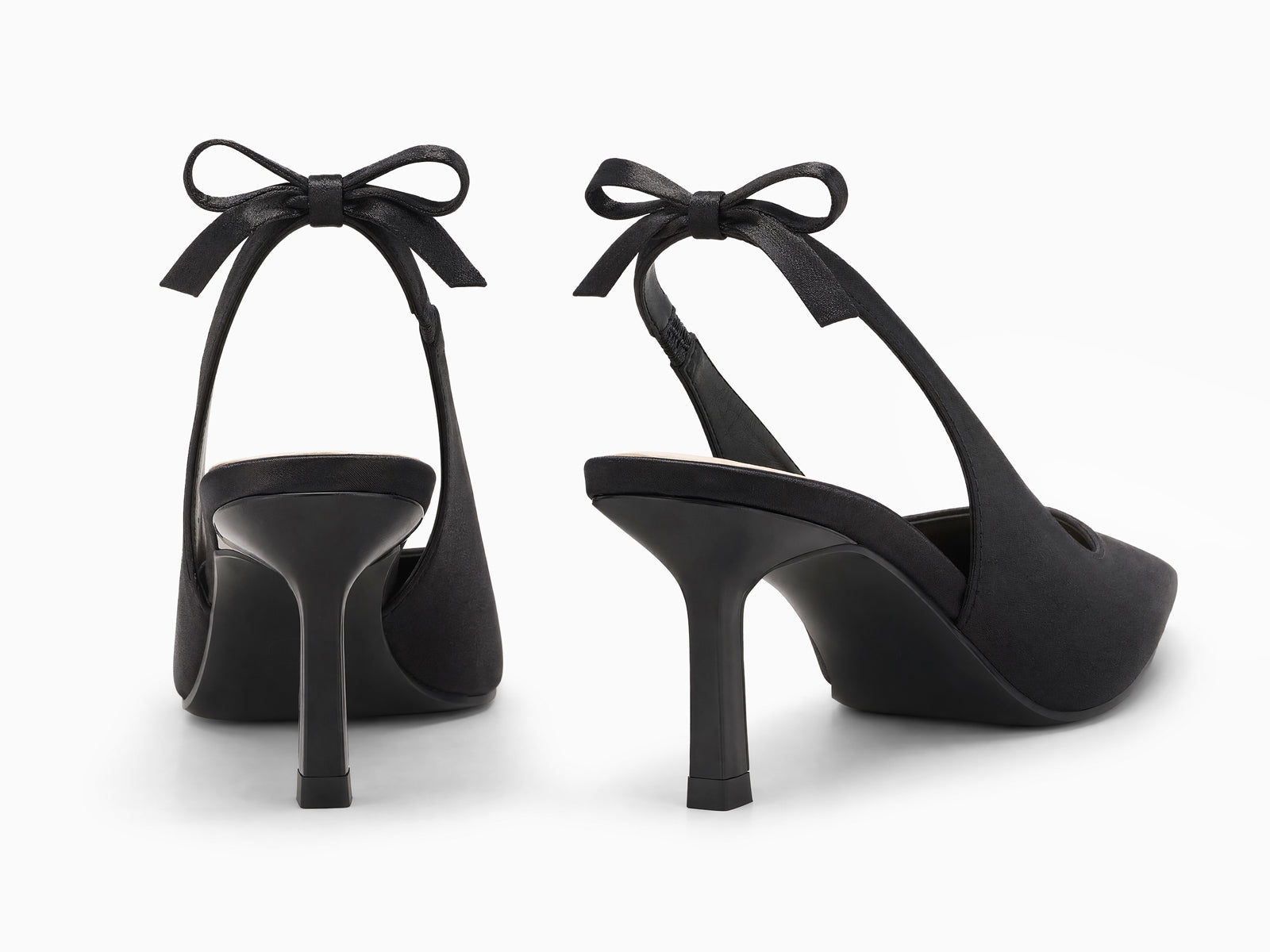 Coutgo Womens Black Slingback Heels with Bow