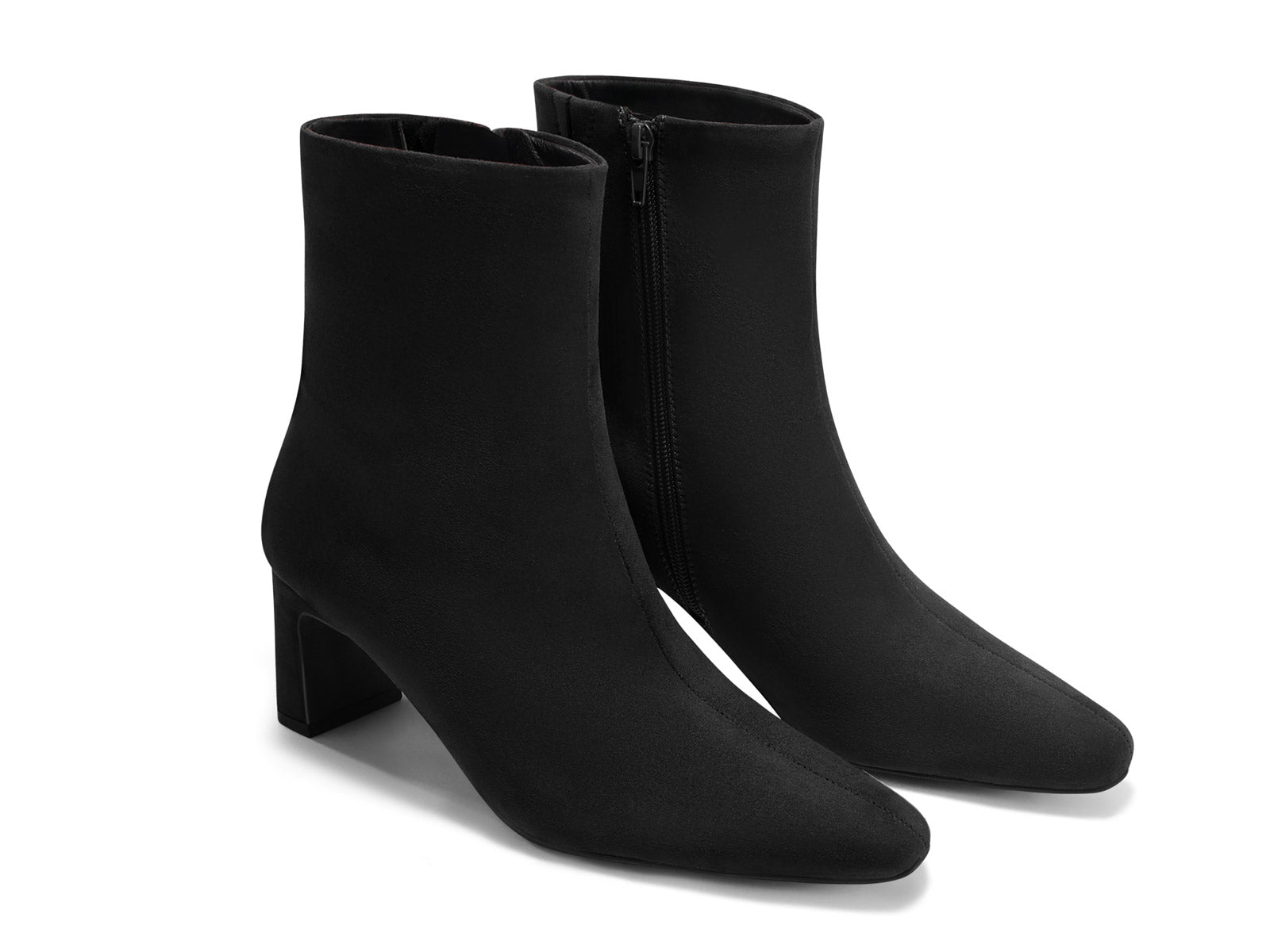Coutgo Suede Black Square Toe Ankle Boots