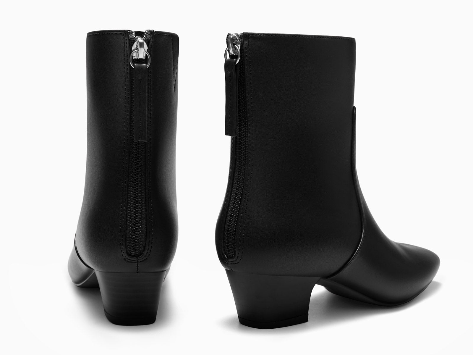 Coutgo Black Pu Women Back Zipper Booties