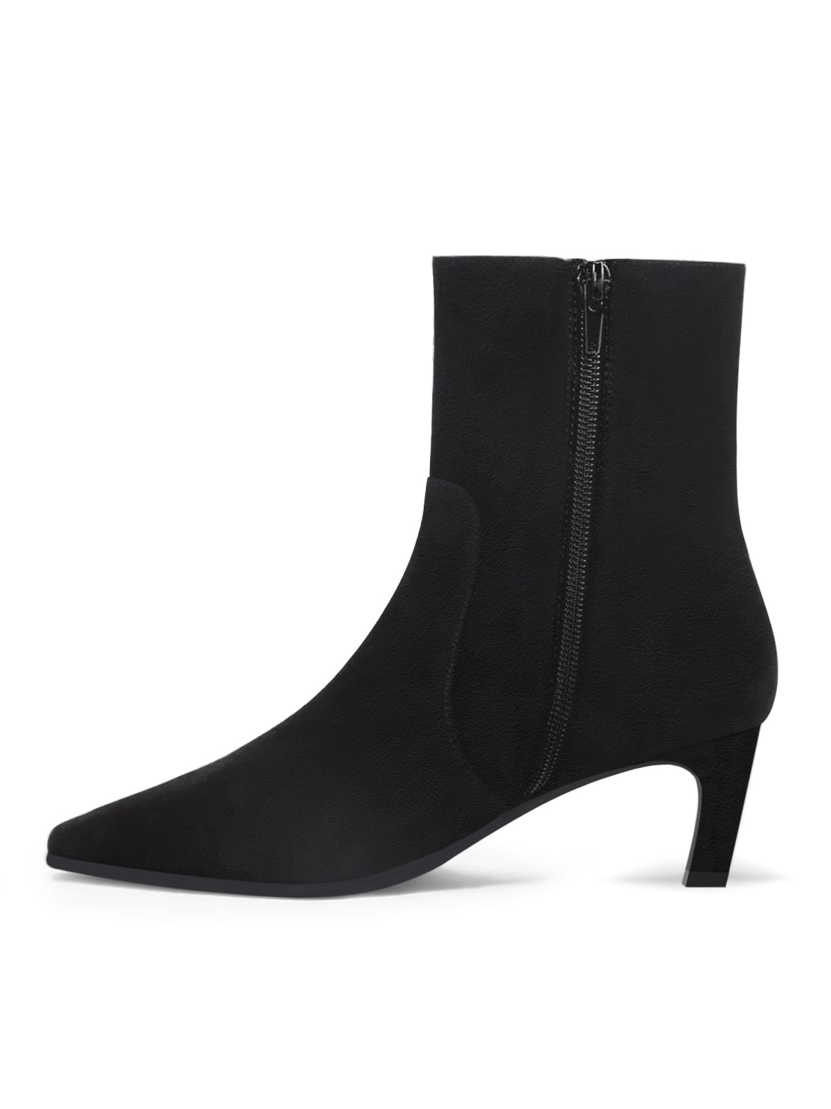 Coutgo Womens Suede Black Square Heel Ankle Booties