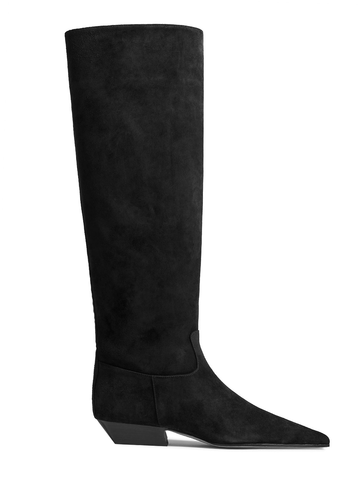 Coutgo Womens Black Square Toe Knee High Boots