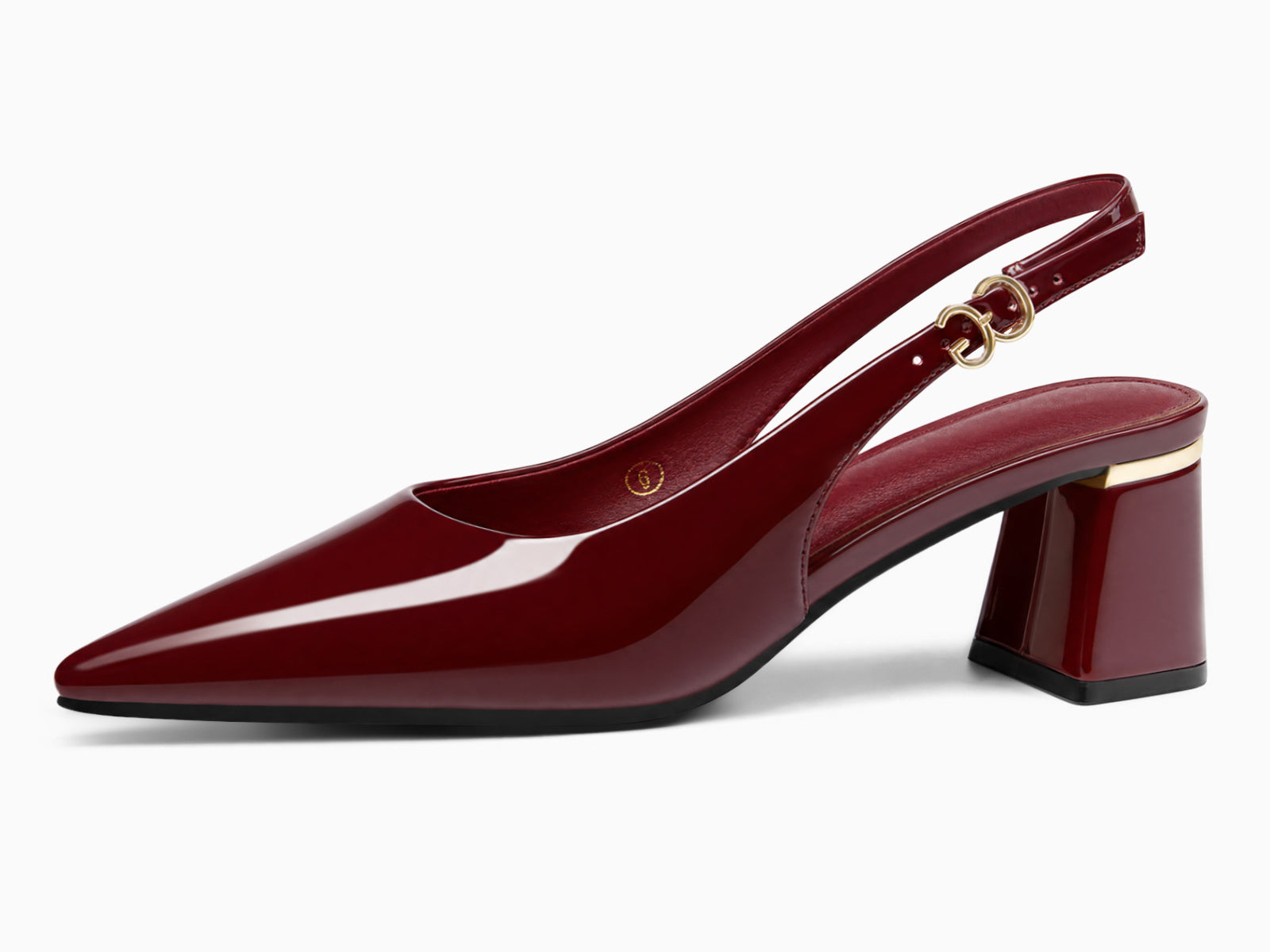 Coutgo Womens Burgundy Slingback Chunky Heels