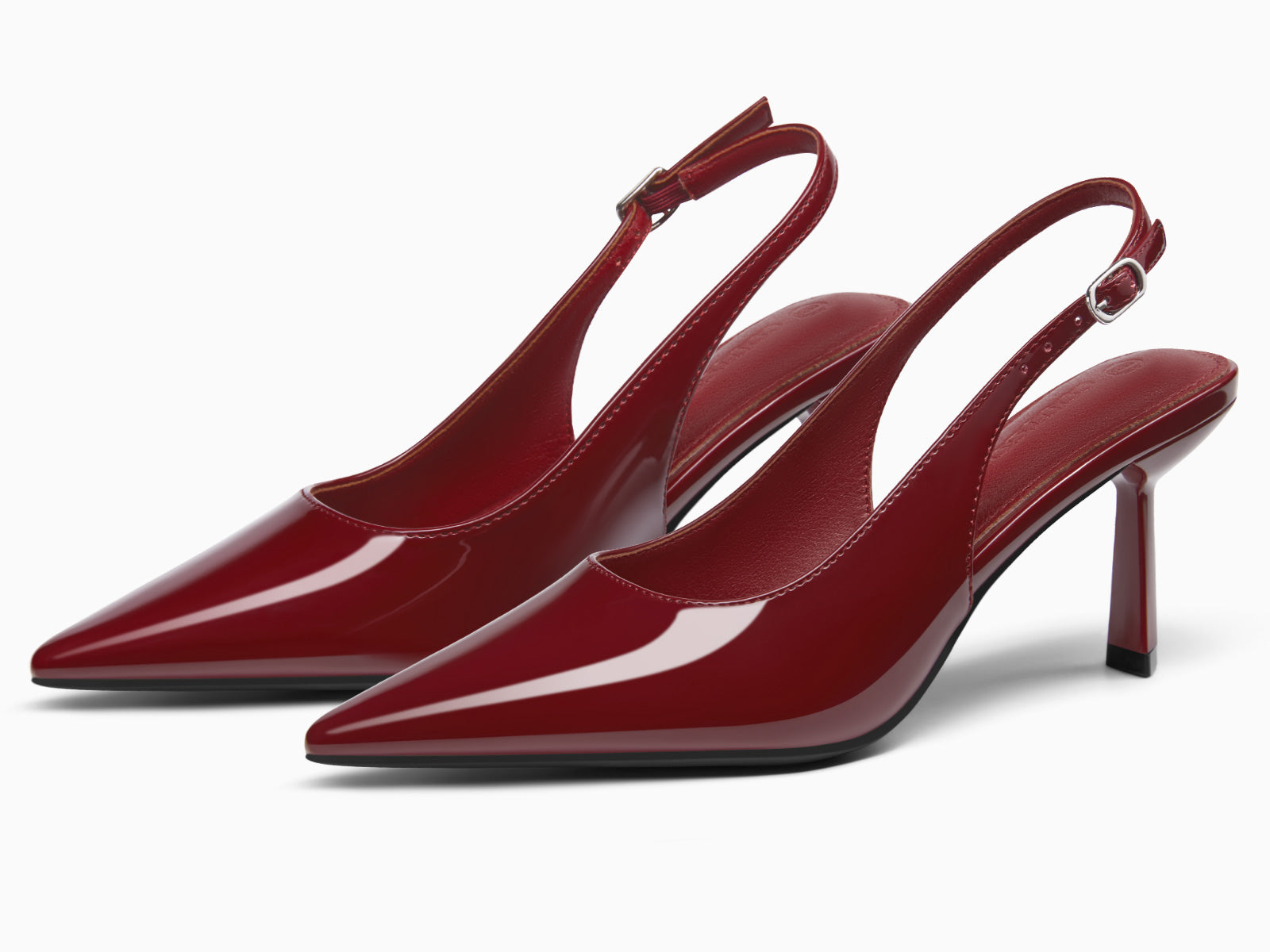 Coutgo Womens Burgundy Slingback Kitten Heels