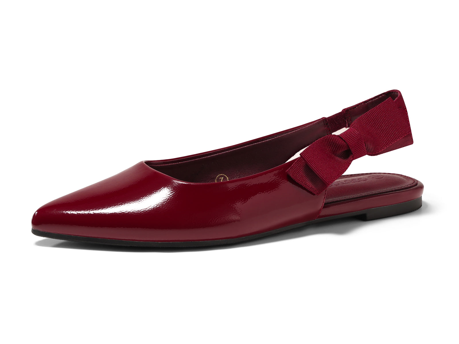 Coutgo Womens Burgundy Bow Slingback Flats