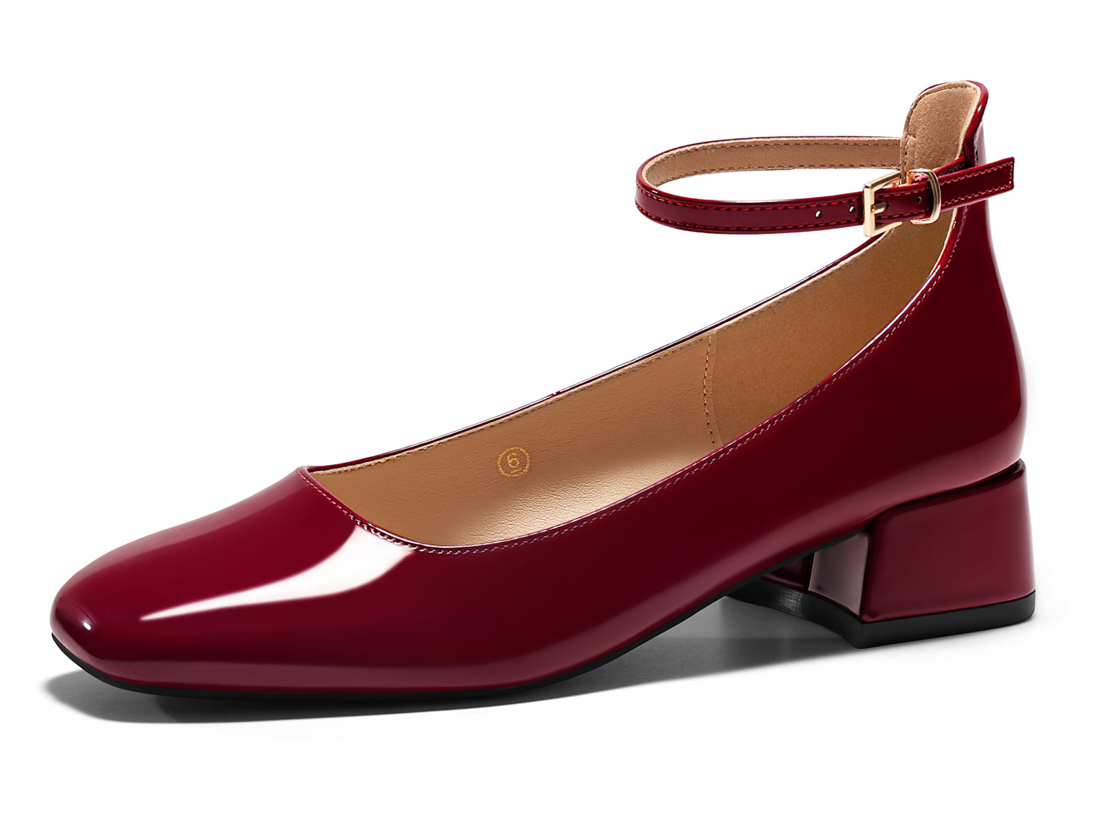 Coutgo Womens Burgundy Chunky Low Heels