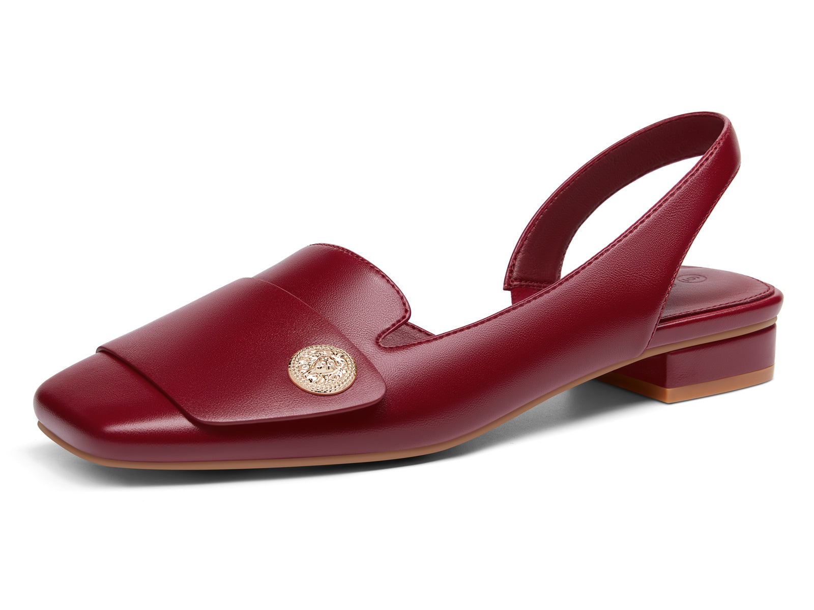 Coutgo Womens Burgundy Chunky Low Heels