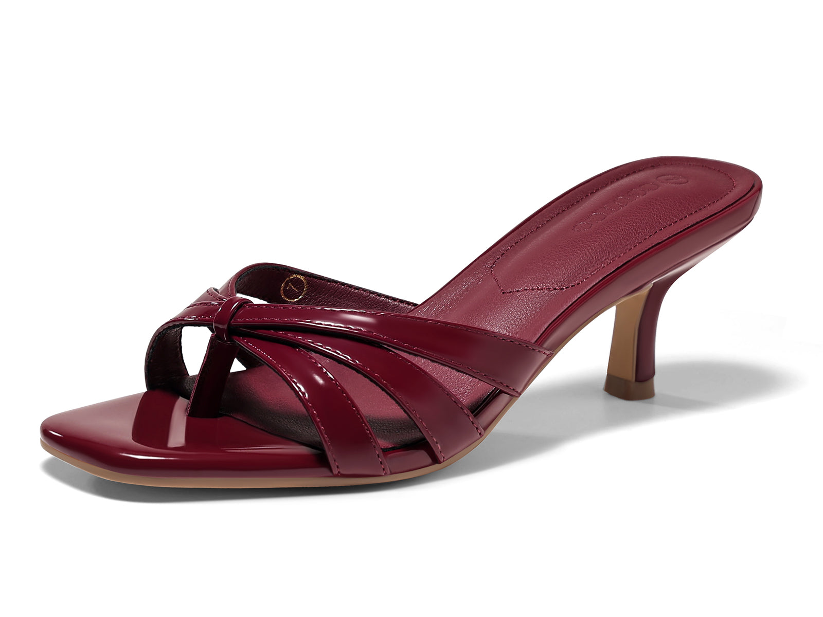 Coutgo Womens Wine Red Strappy Kitten Heels Sandals