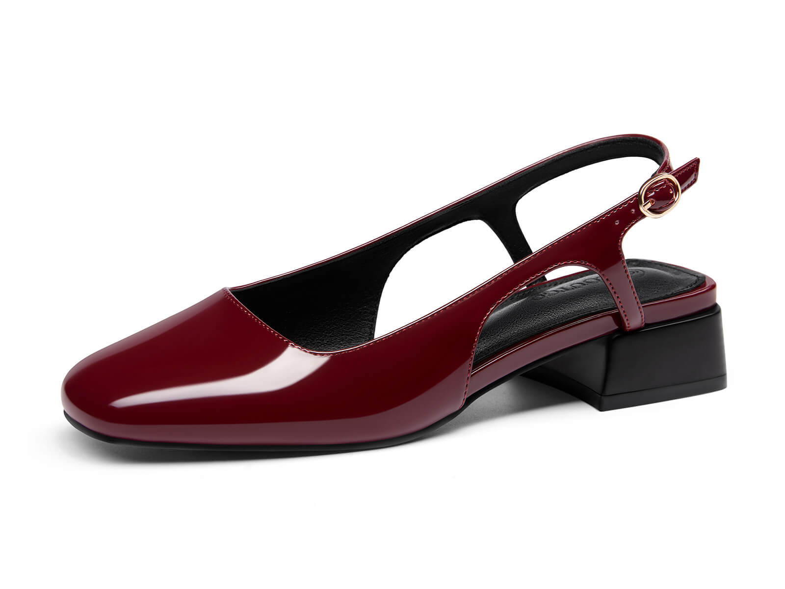 Coutgo Womens Burgundy Slingback Chunky Low Heels