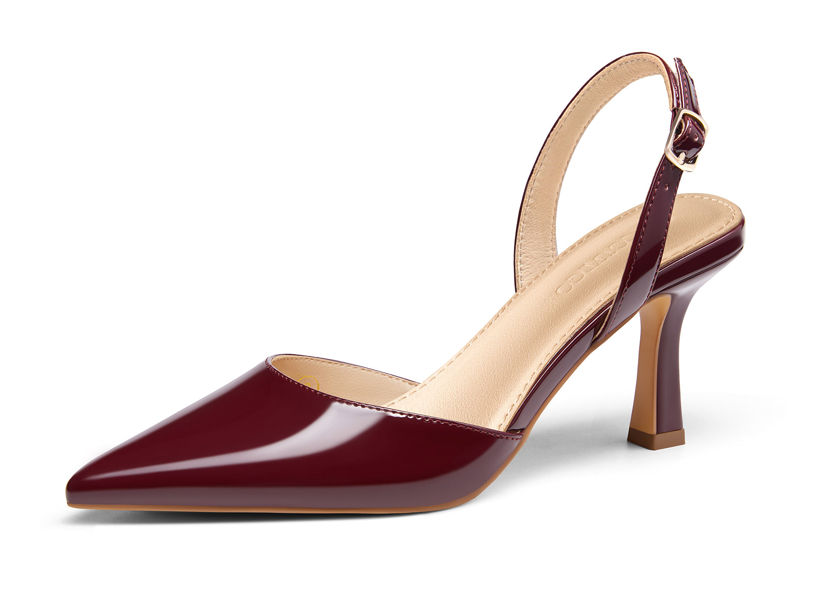 Coutgo Womens Burgundy Slingback Kitten Heels