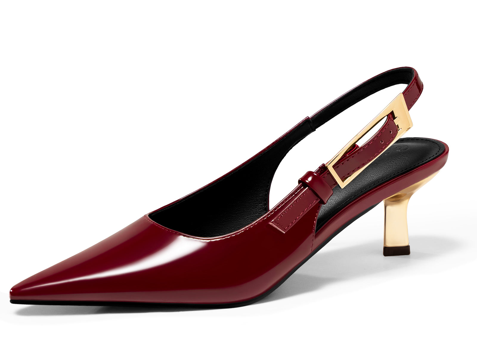 Coutgo Womens Burgundy Slingback Kitten Heels