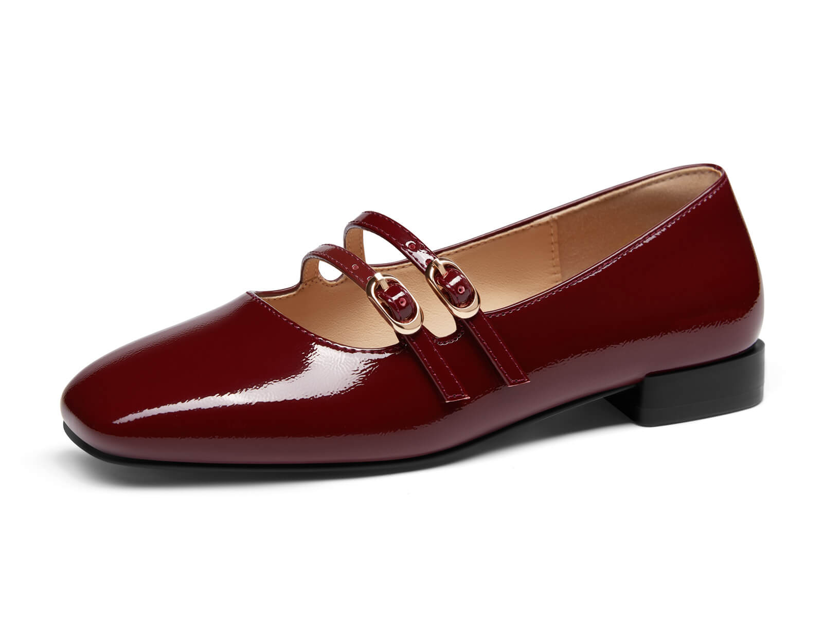 Coutgo Women's Burgundy Mary Jane Flats
