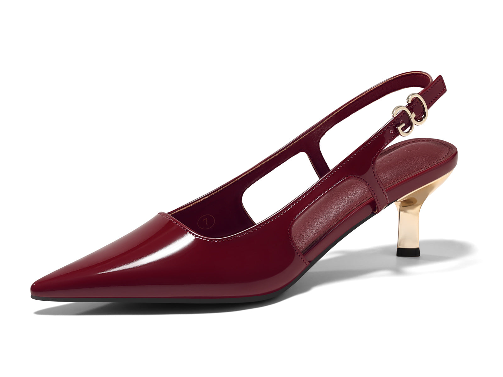 Coutgo Womens Burgundy Low Kitten Heels