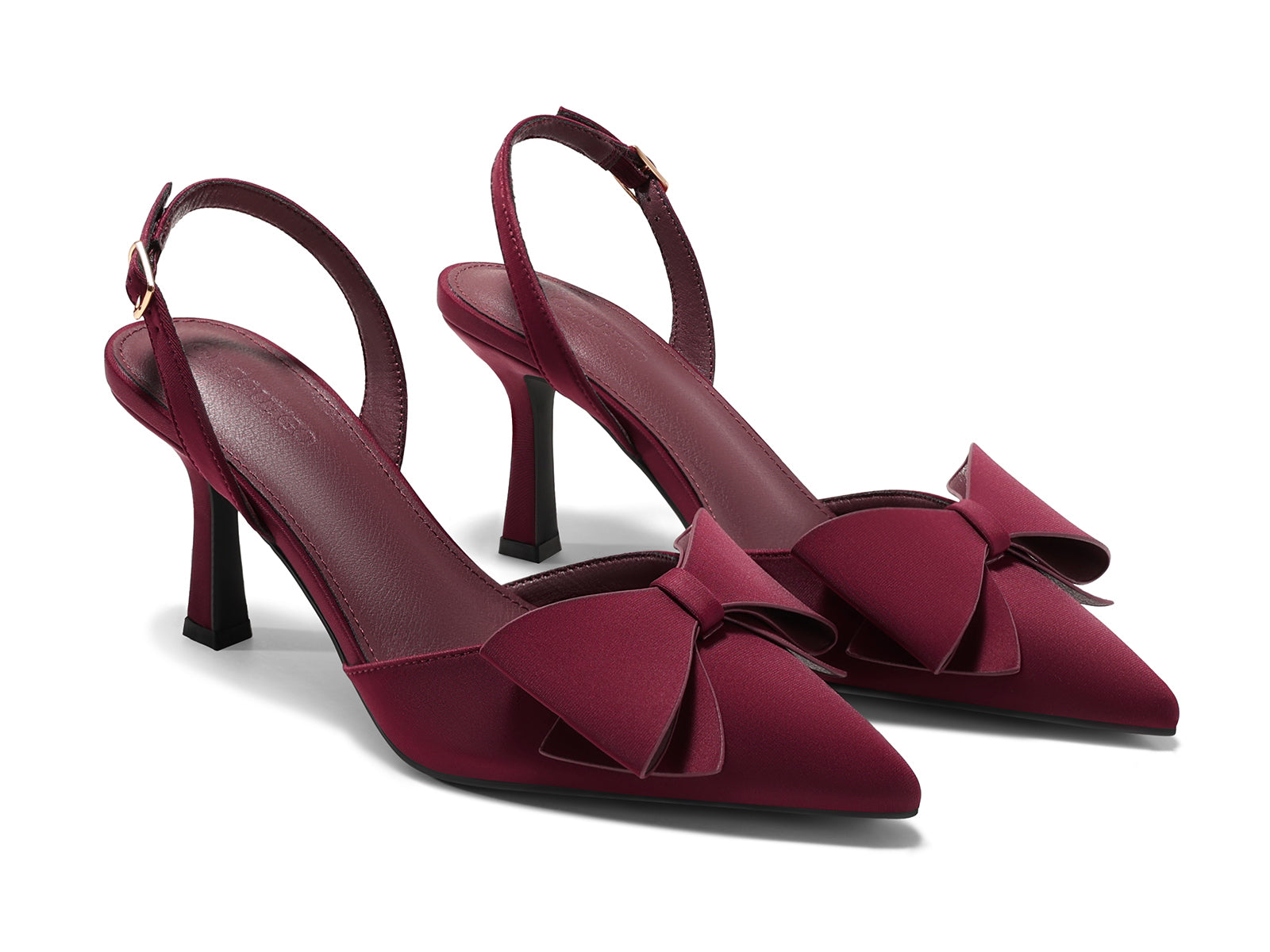 Coutgo Womens Burgundy Slingback Kitten Heels