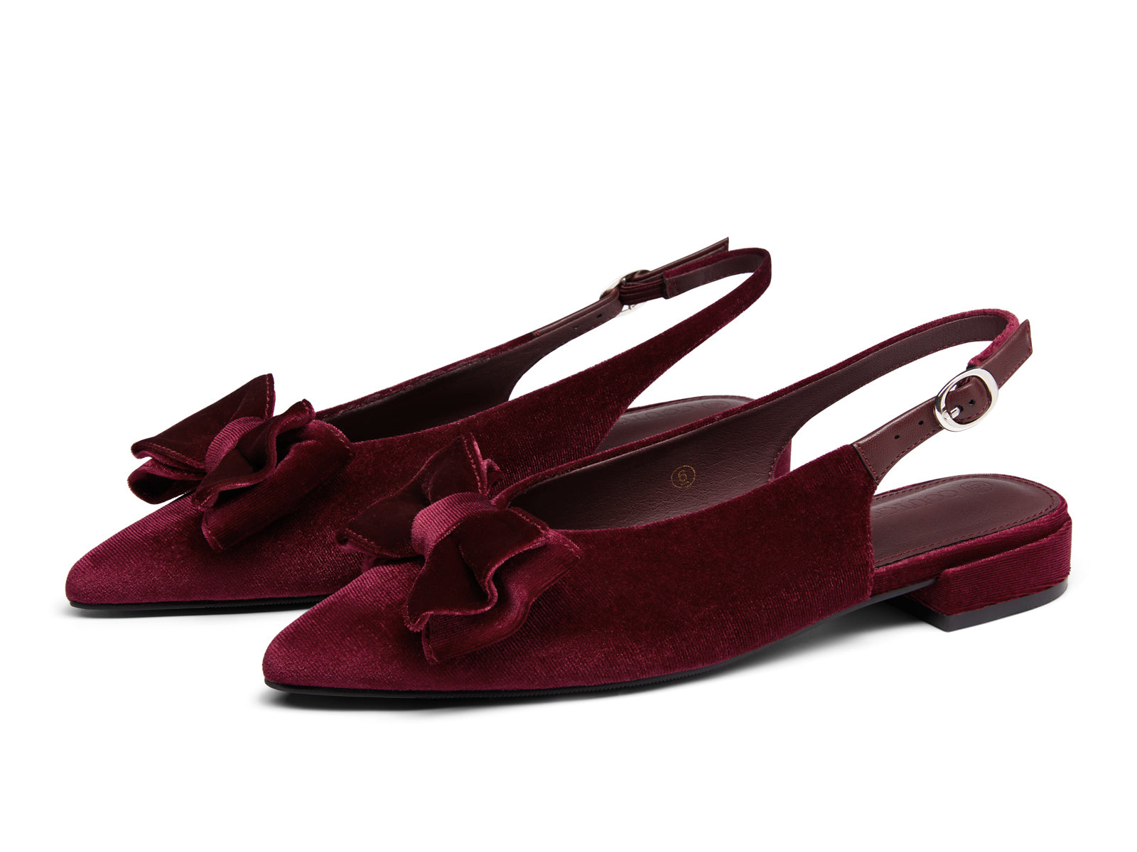 Coutgo Womens Burgundy Pointed Toe Slingback Flats