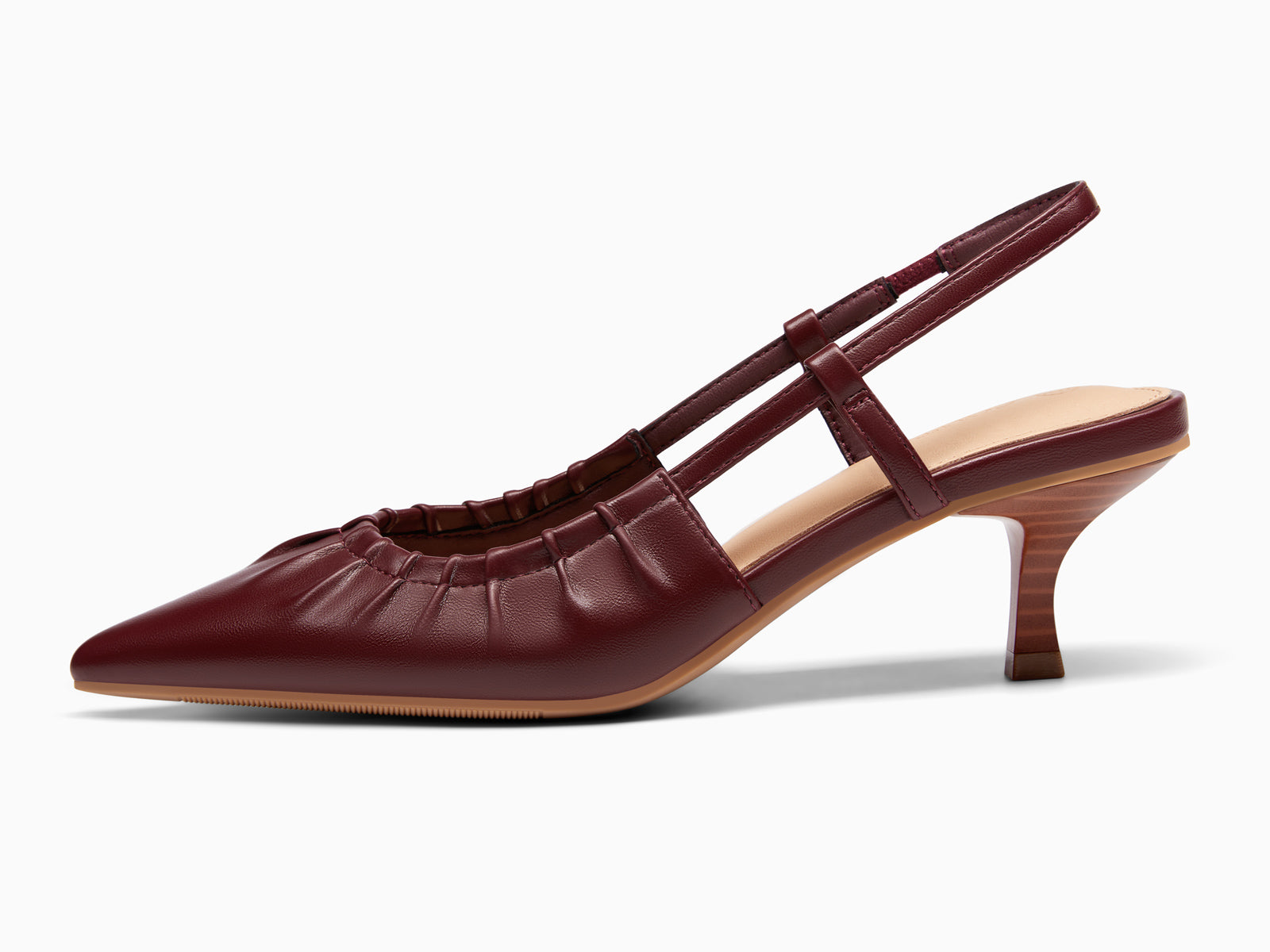 Coutgo Womens Burgundy Slingback Kitten Low Heels