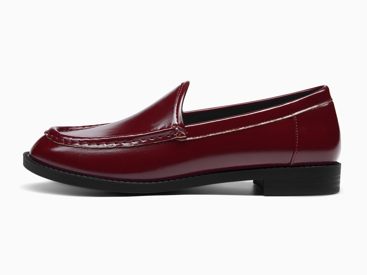 Coutgo Women Burgundy Slip On Loafers