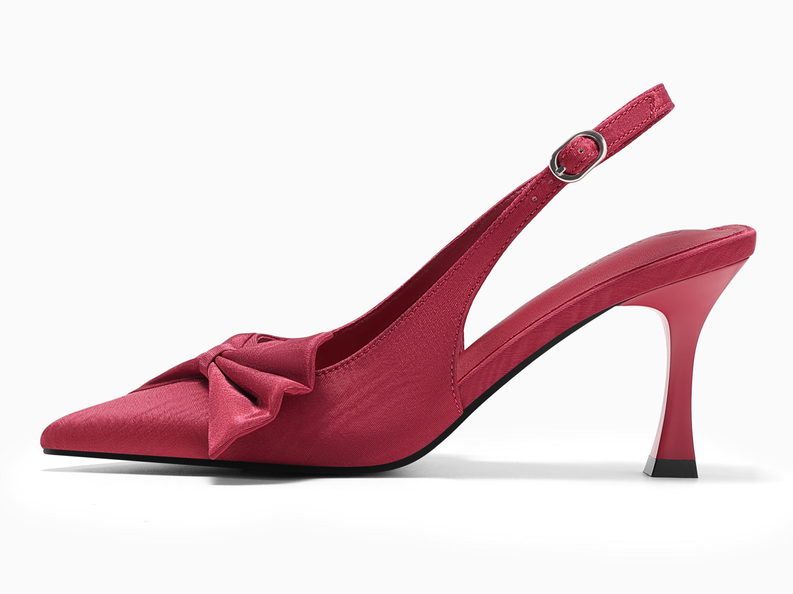 Coutgo Womens Burgundy Slingback High Heels