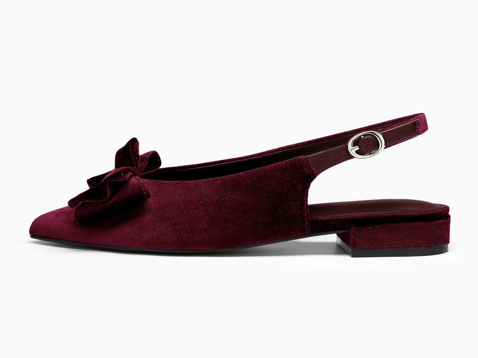 Coutgo Womens Burgundy Pointed Toe Slingback Flats