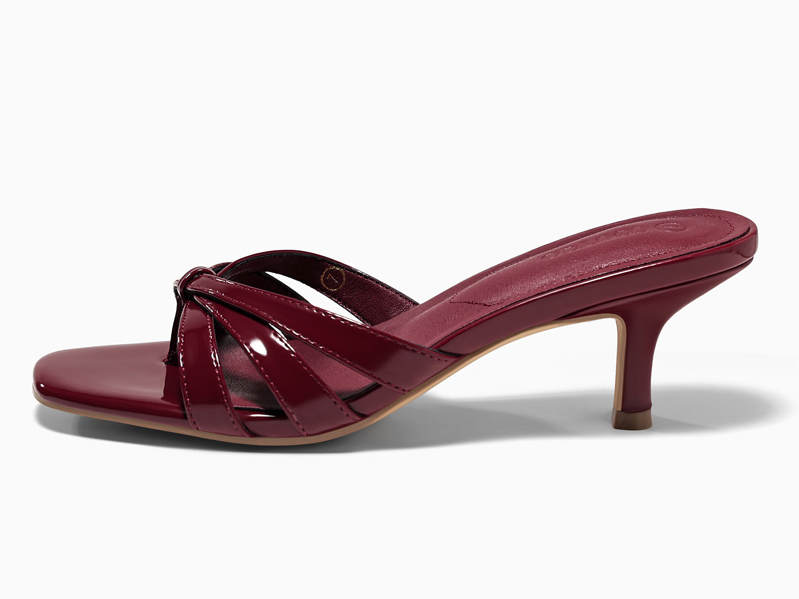 Coutgo Womens Wine Red Strappy Kitten Heels Sandals