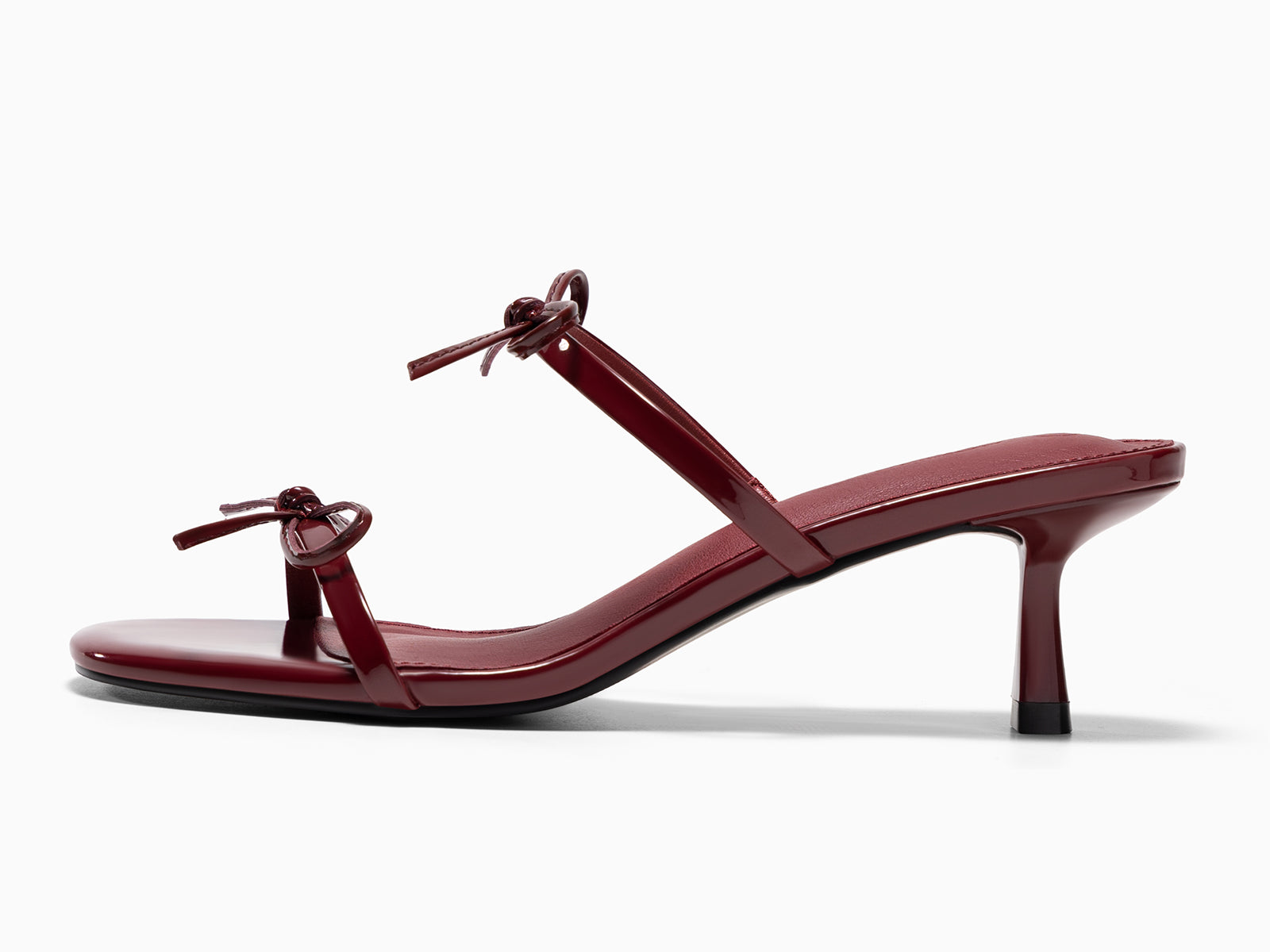 Coutgo Womens Wine Red Kitten Heels Sandals