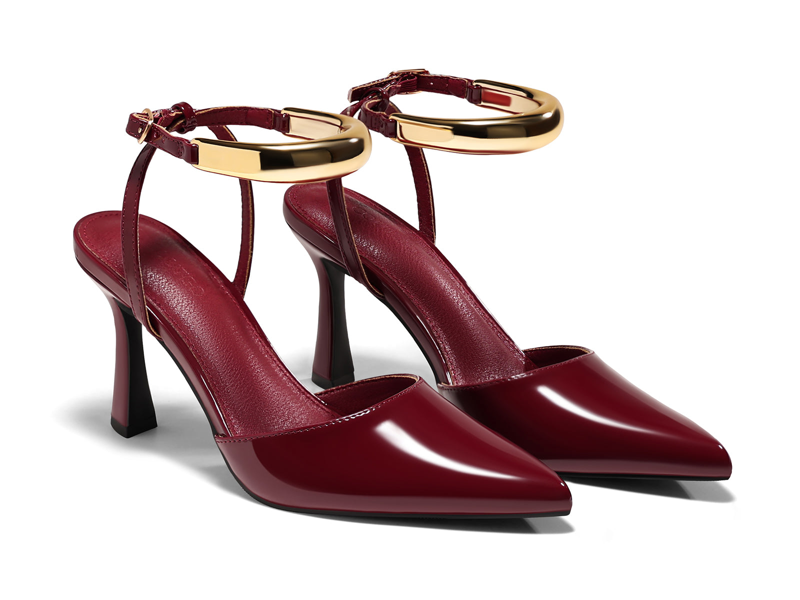 Coutgo Womens Burgundy Strappy High Heels