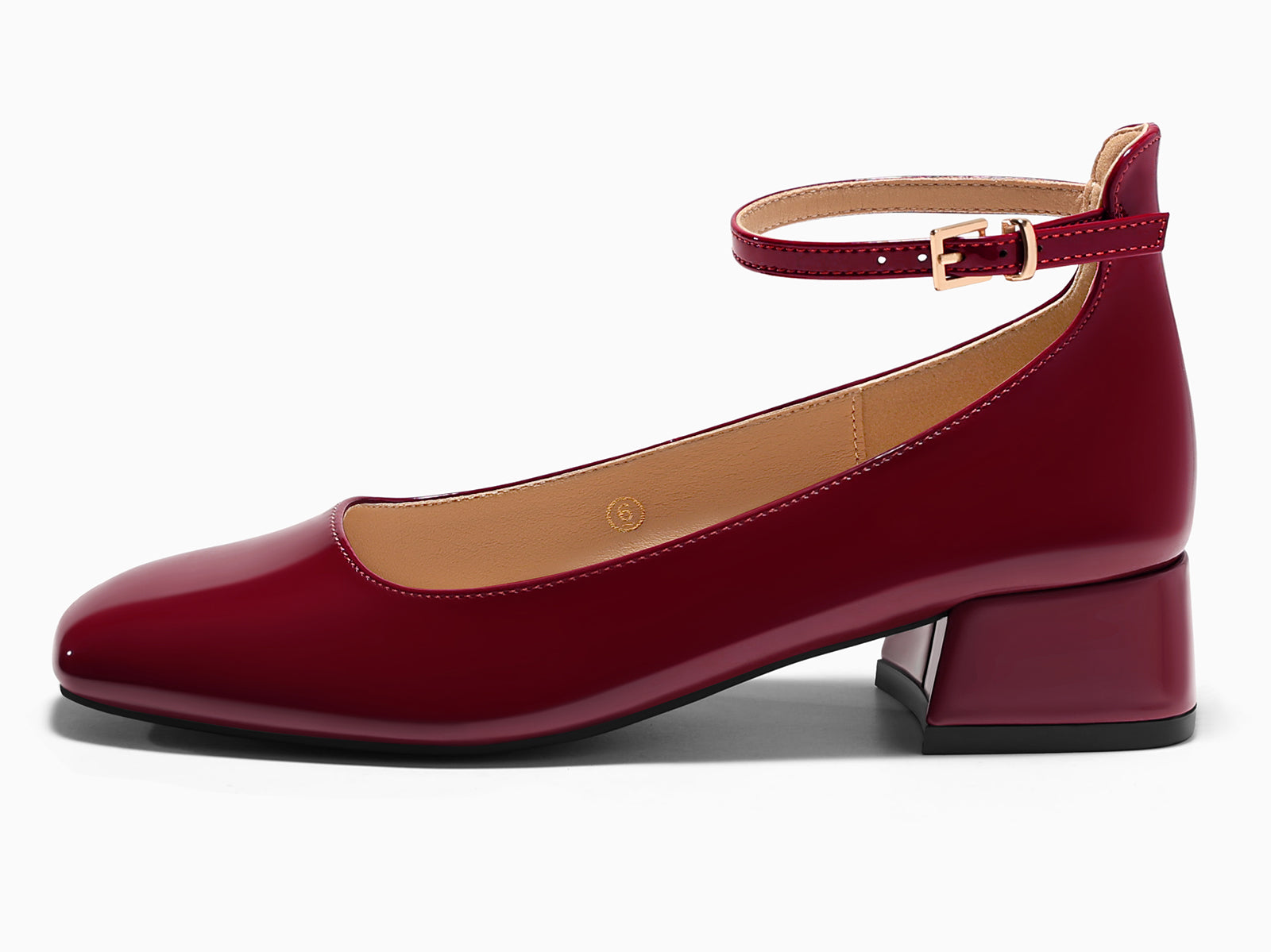 Coutgo Womens Burgundy Chunky Low Heels