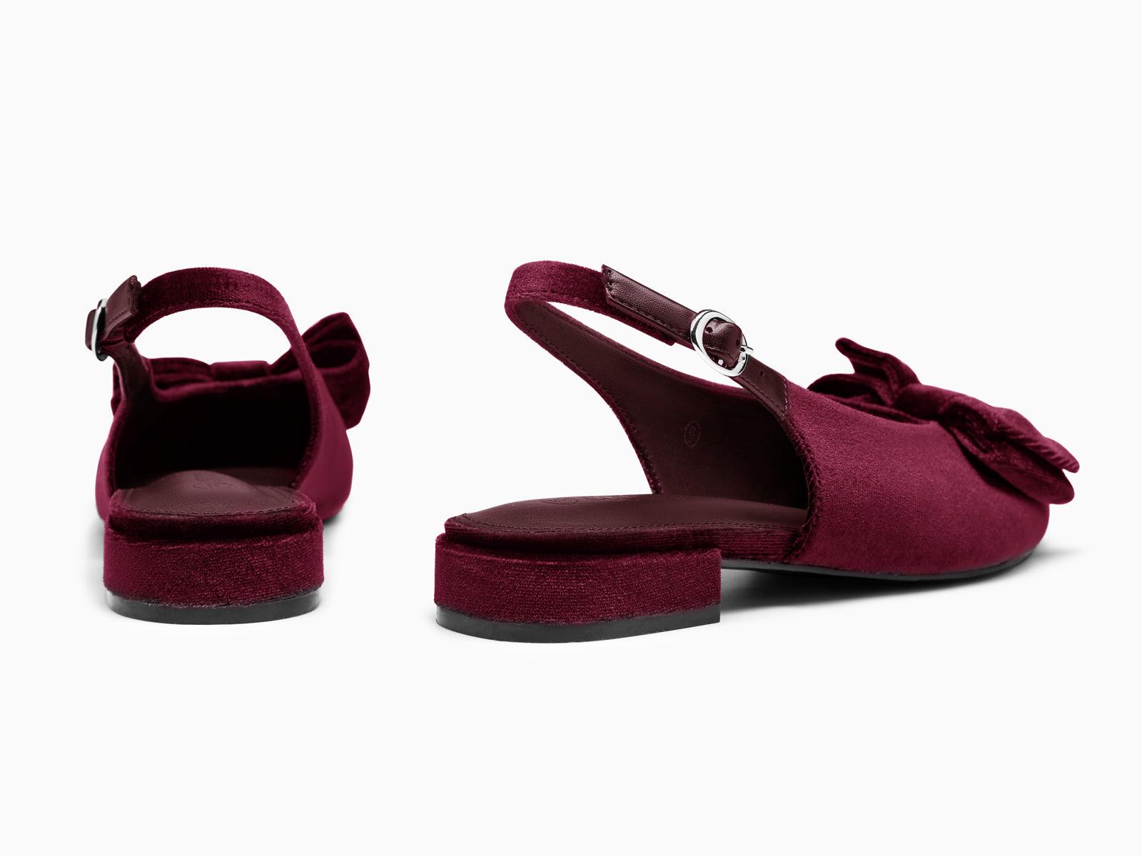 Coutgo Womens Burgundy Pointed Toe Slingback Flats