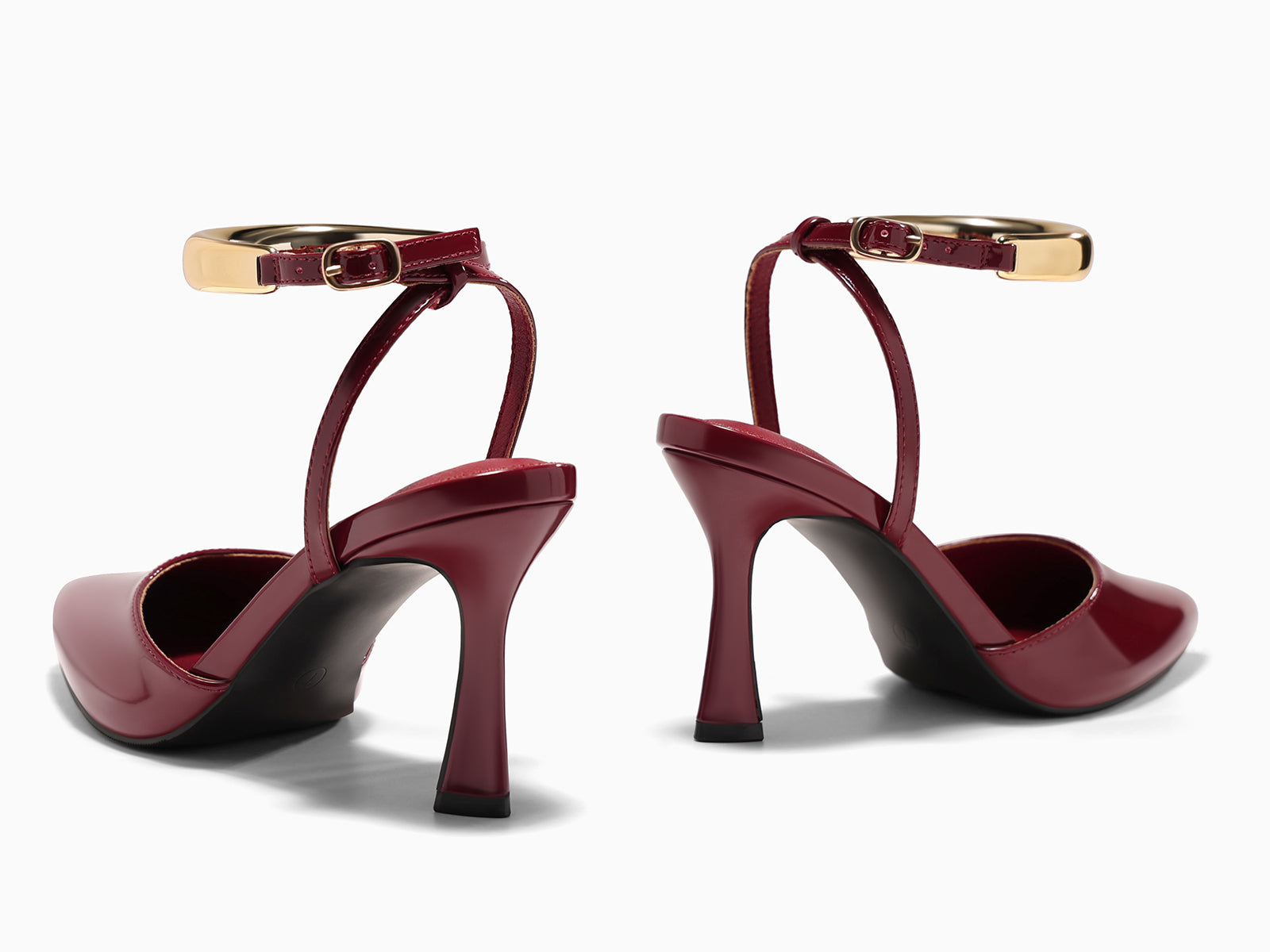 Coutgo Womens Burgundy Strappy High Heels