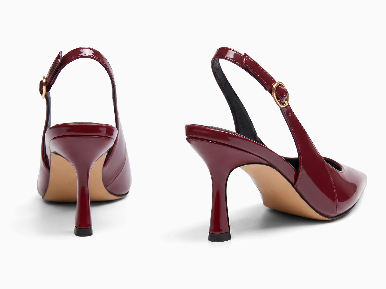Coutgo Women's Burgundy Slingback Kitten Heels