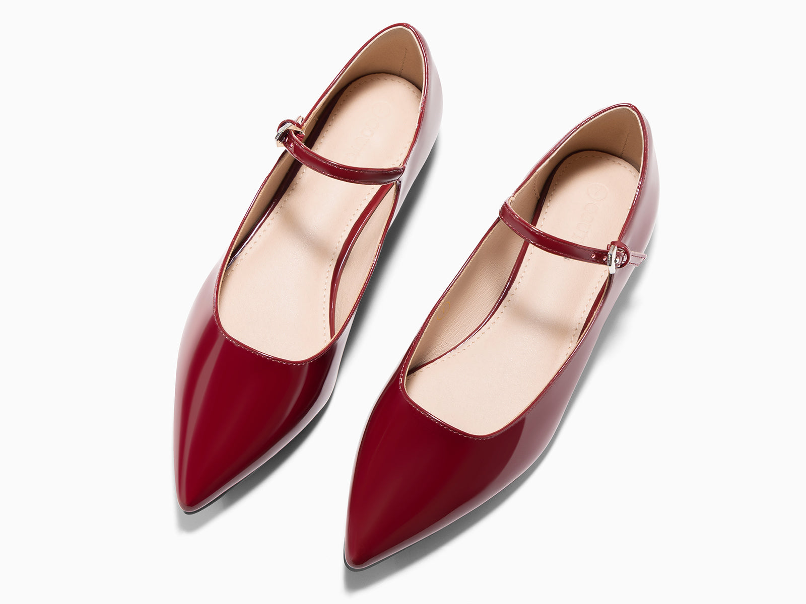 Coutgo Womens Burgundy Mary Jane Flats