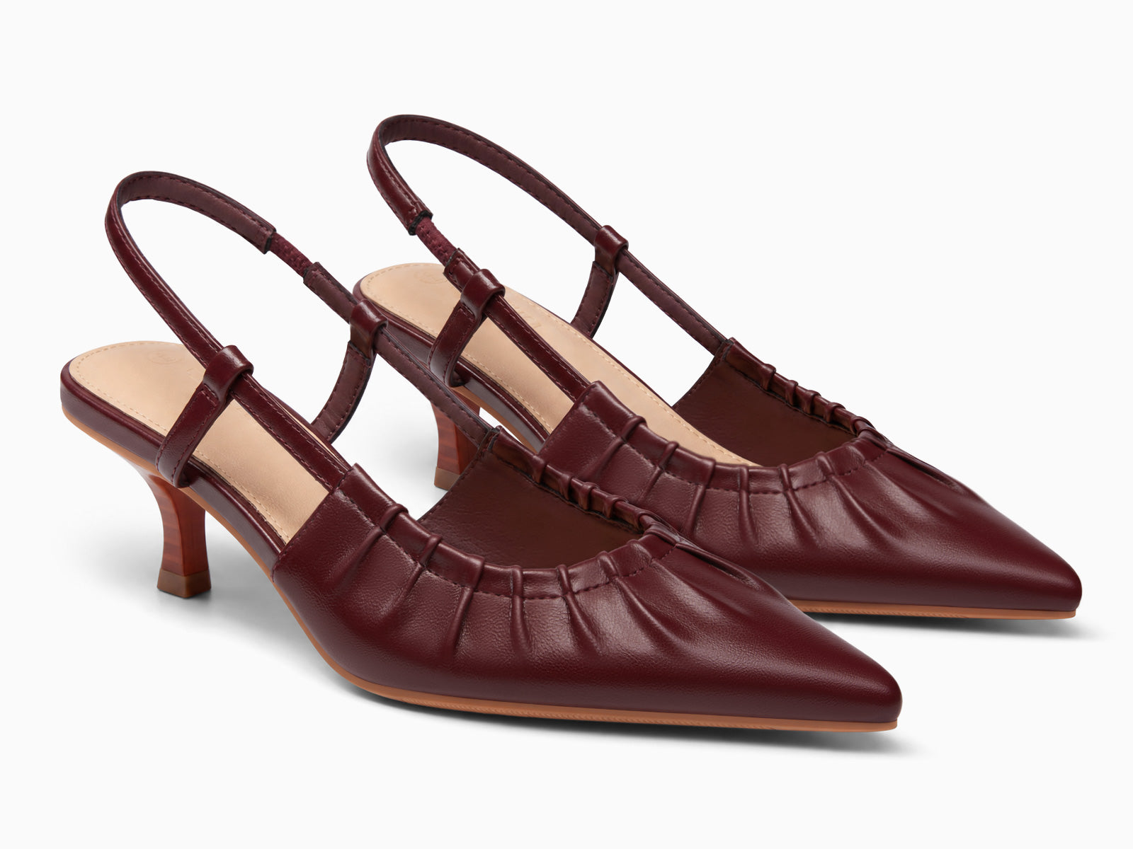 Coutgo Womens Burgundy Slingback Kitten Low Heels