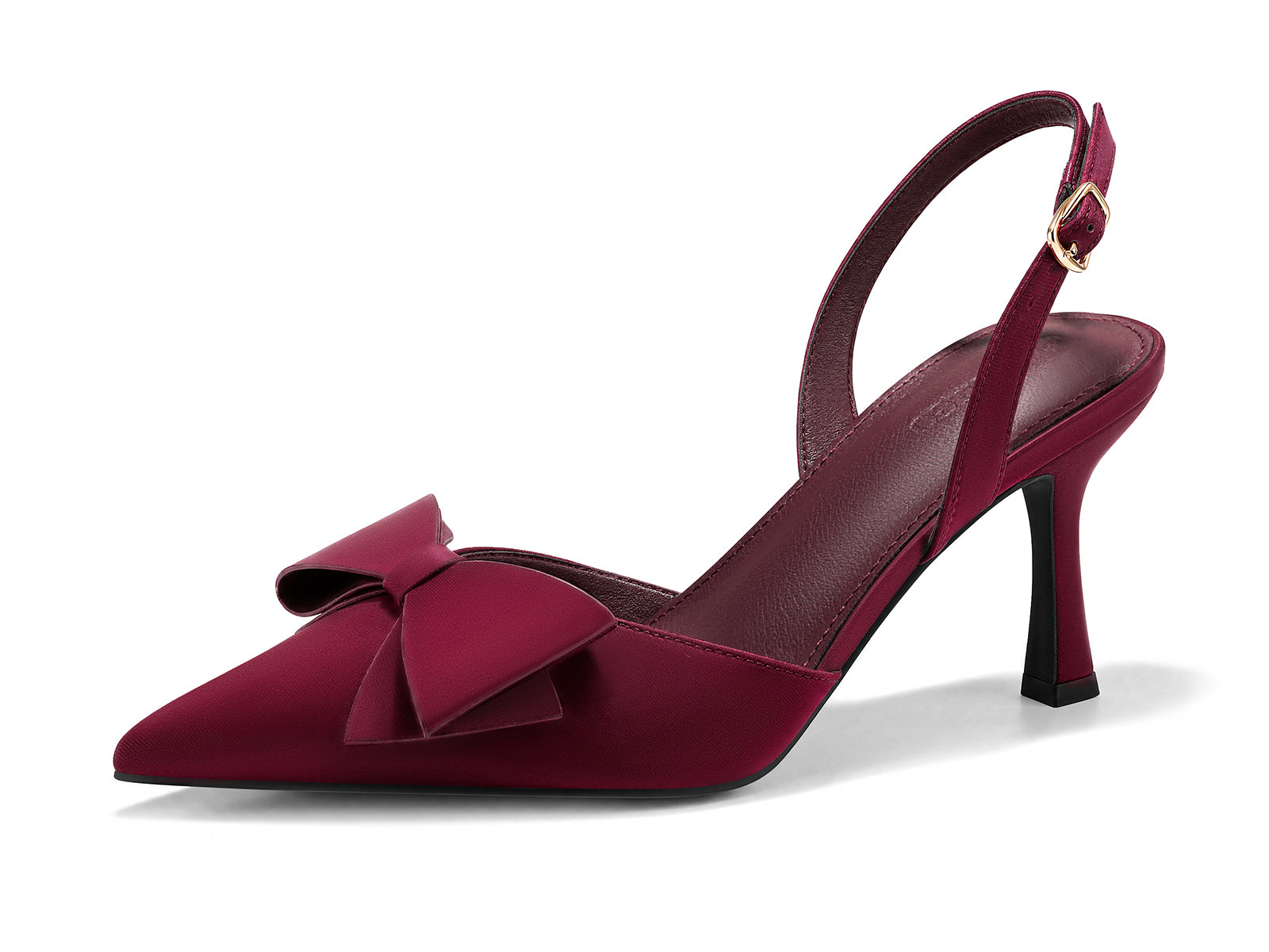 Coutgo Womens Burgundy Slingback Kitten Heels