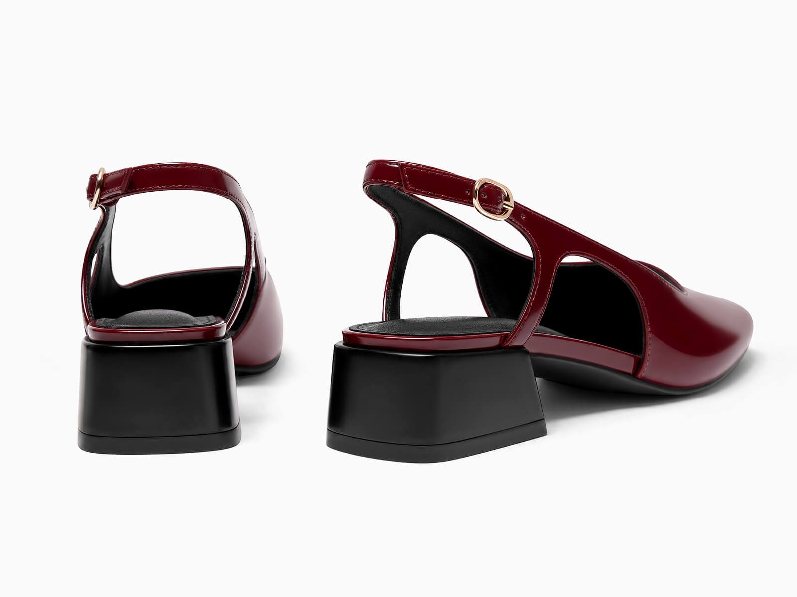 Coutgo Womens Burgundy Slingback Chunky Low Heels