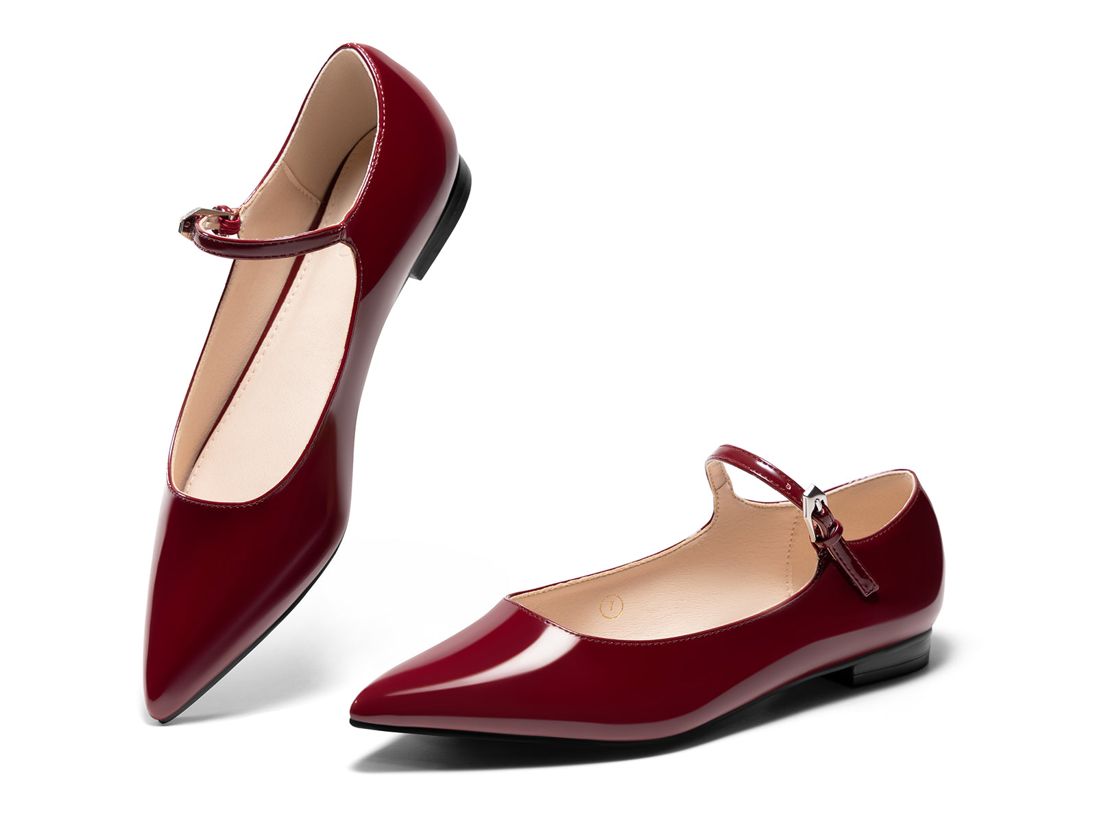 Coutgo Womens Burgundy Mary Jane Flats