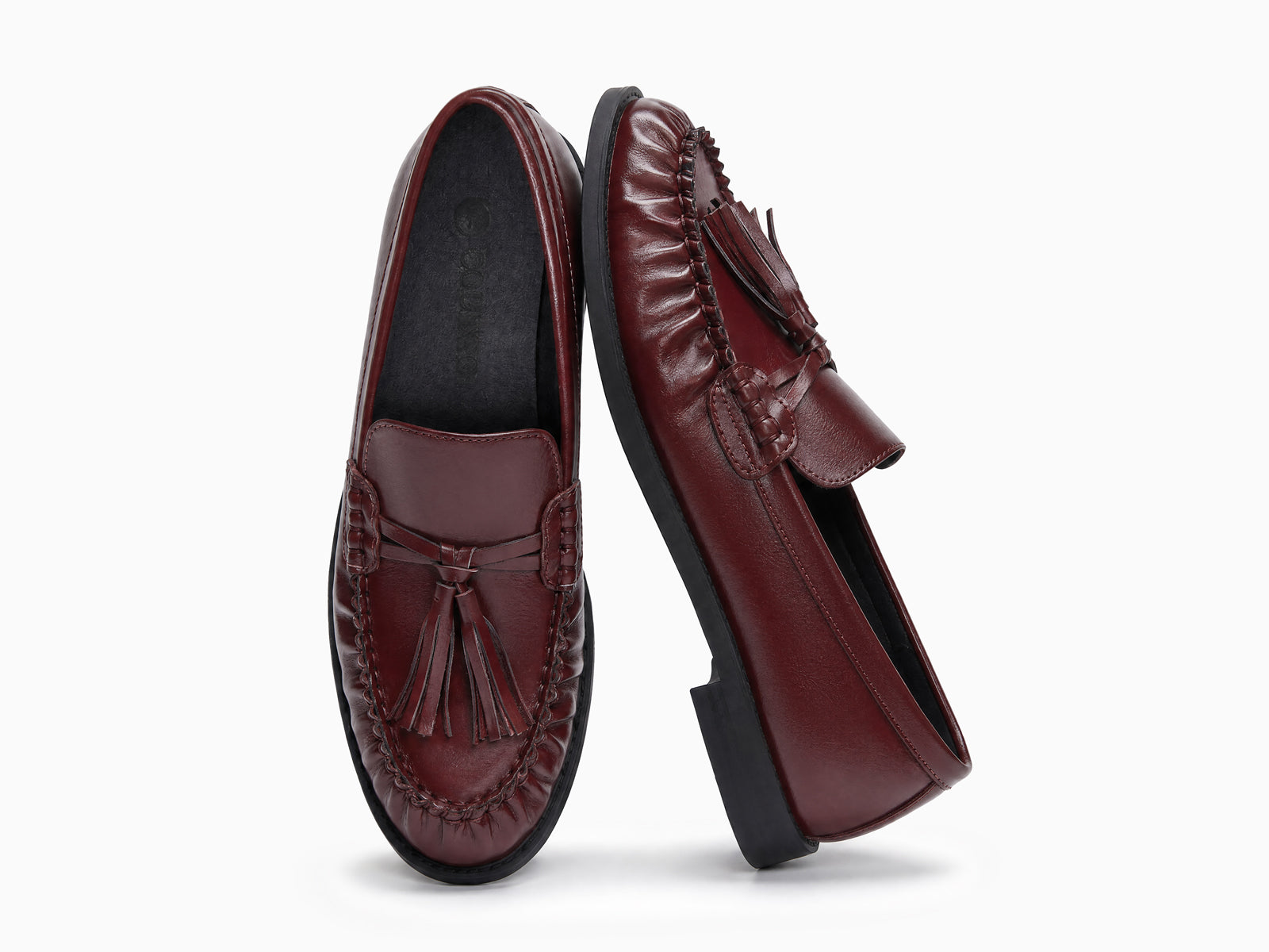 Coutgo Womens Burgundy Loafers Comfortable Slip On Shoes