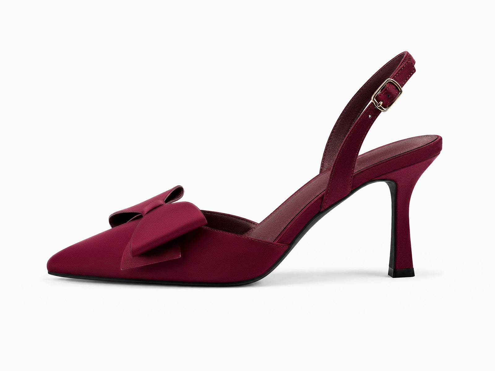 Coutgo Womens Burgundy Slingback Kitten Heels