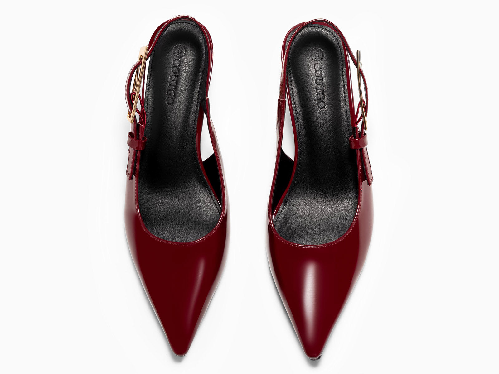 Coutgo Womens Burgundy Slingback Kitten Heels
