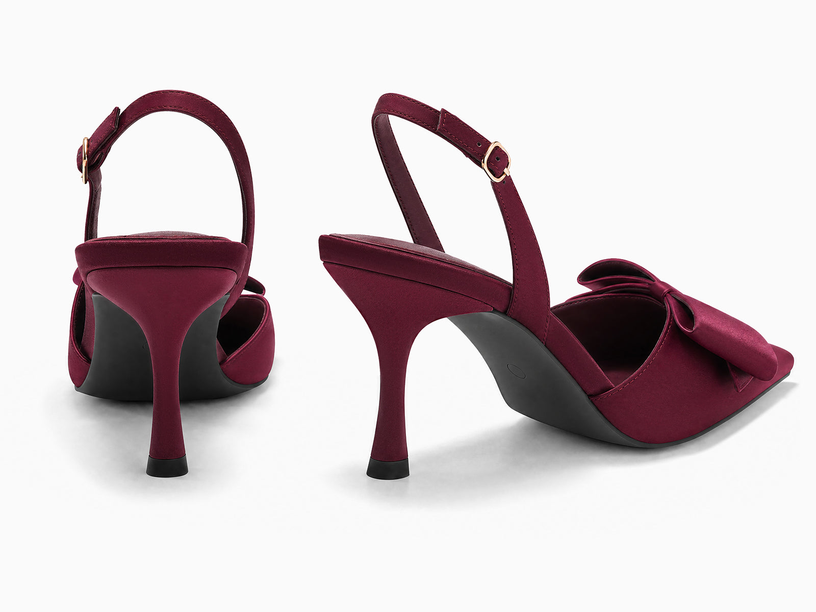 Coutgo Womens Burgundy Slingback Kitten Heels