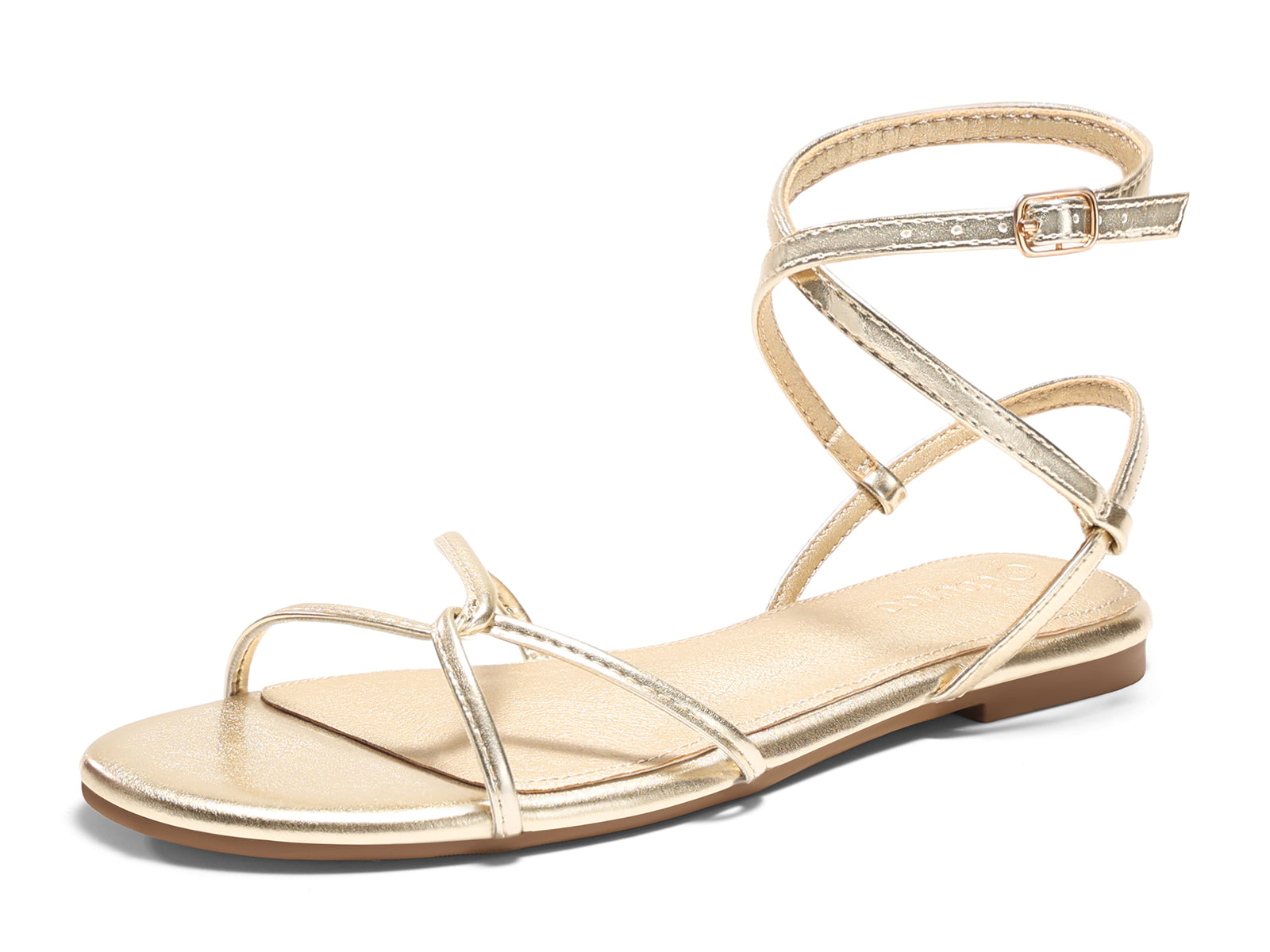 Coutgo Womens Gold Flat Sandals