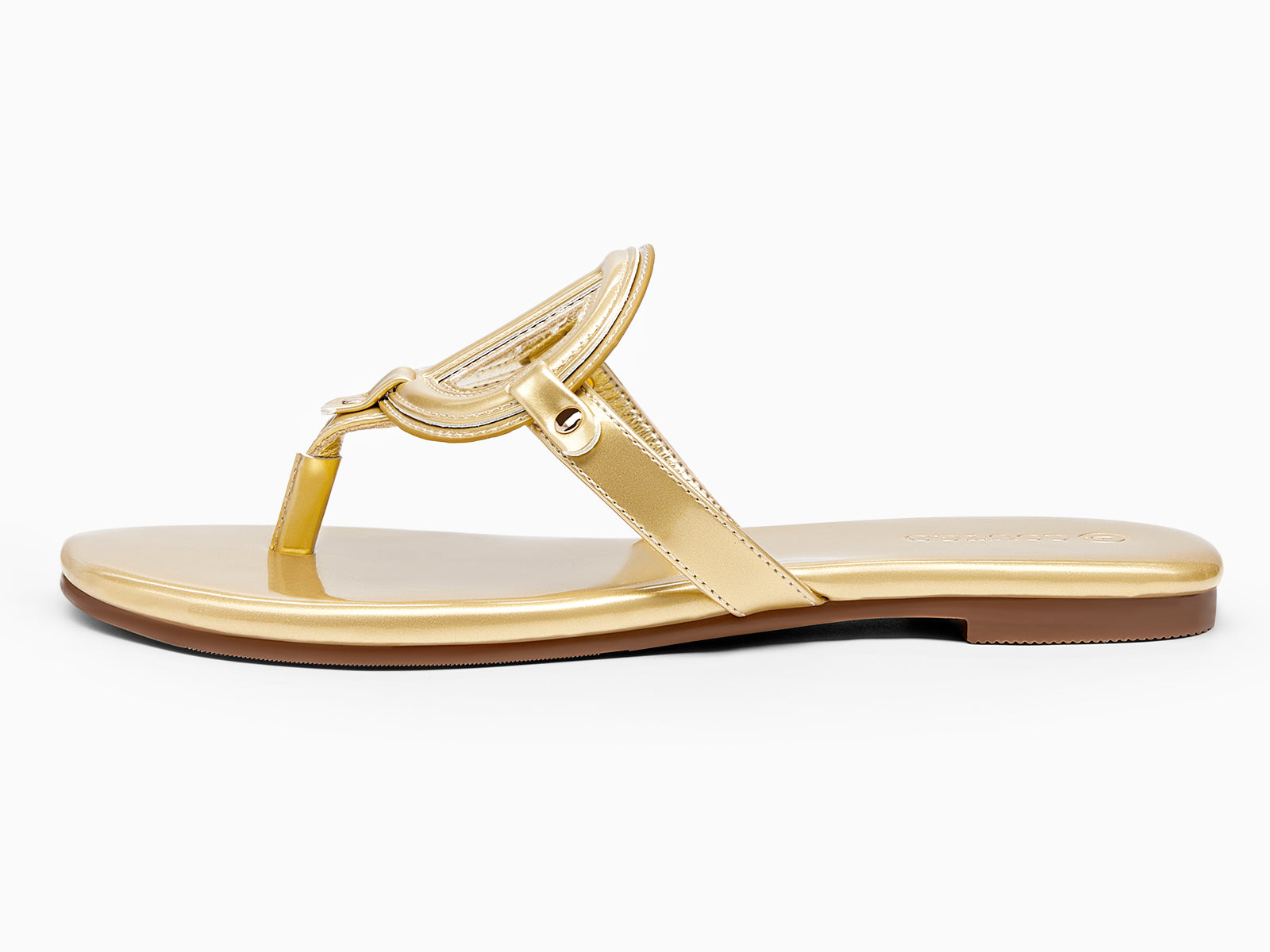 Coutgo Womens Gold Flat Thong Sandals
