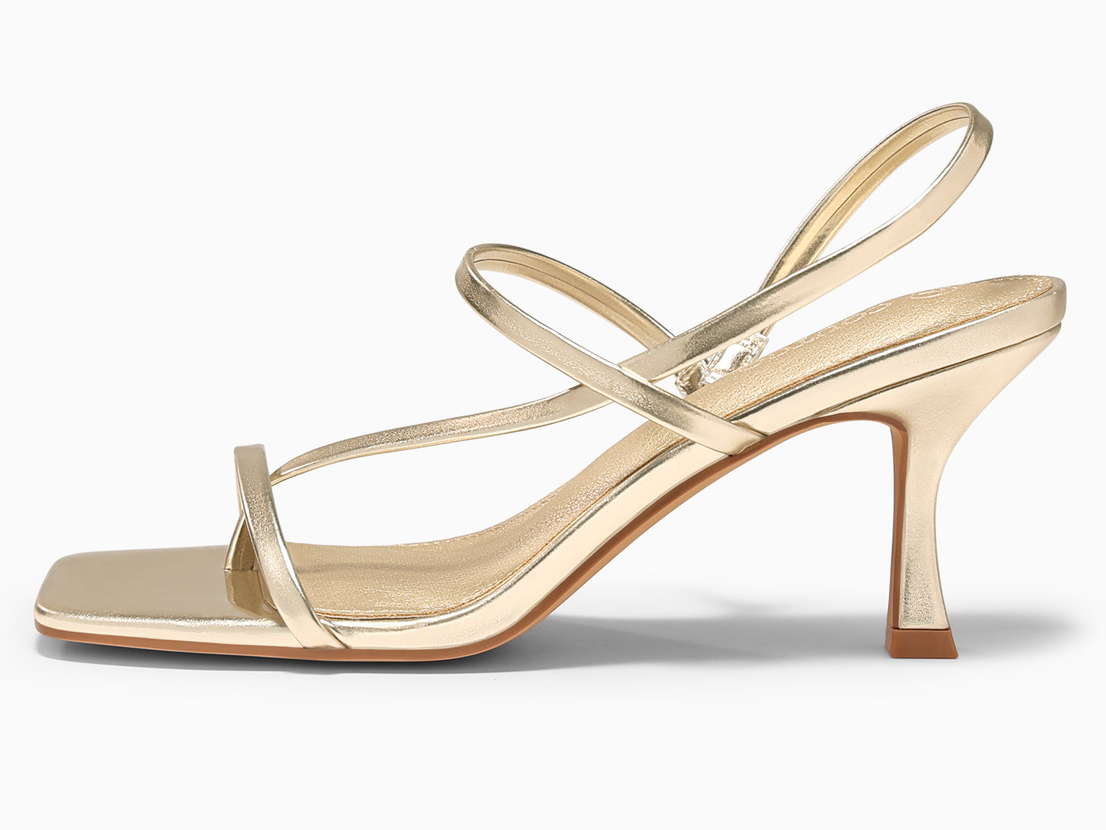Coutgo Womens Gold Strappy Kitten Heels Sandals