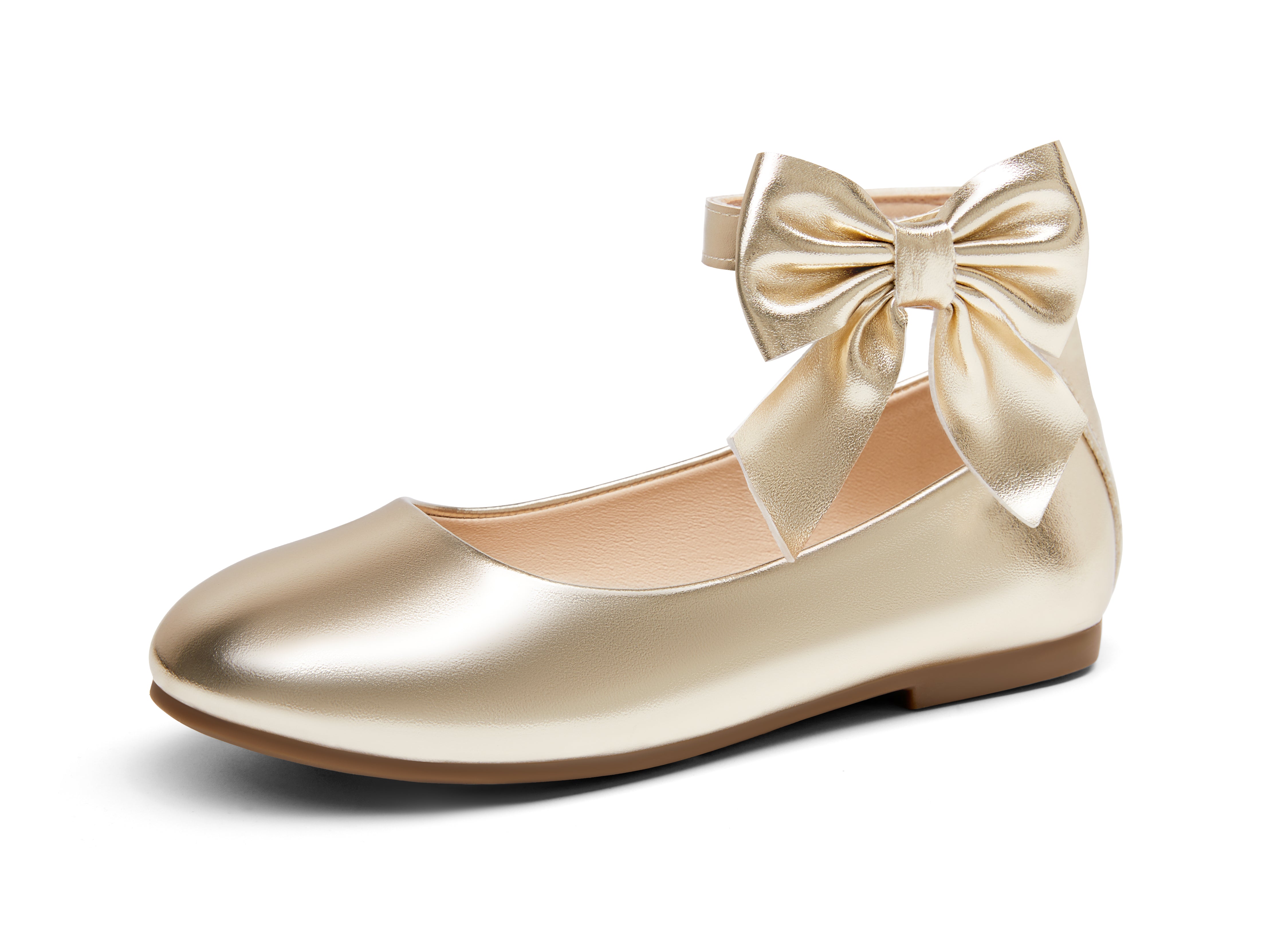Coutgo Girls Gold Dress Shoes Ballet Flats