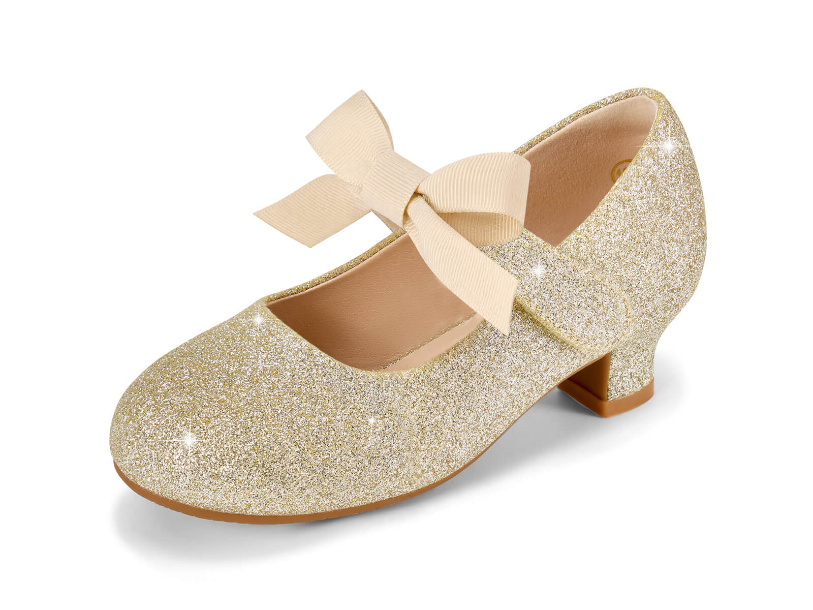 Coutgo Girls Gold Mary Jane Dress Shoes