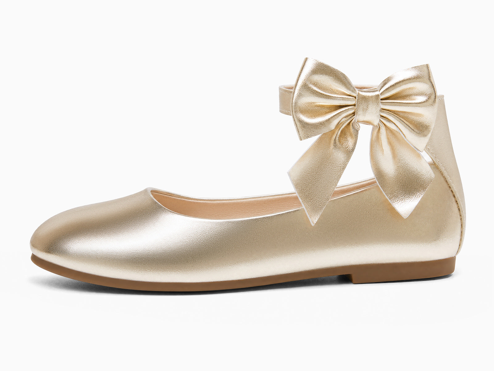 Coutgo Girls Gold Dress Shoes Ballet Flats