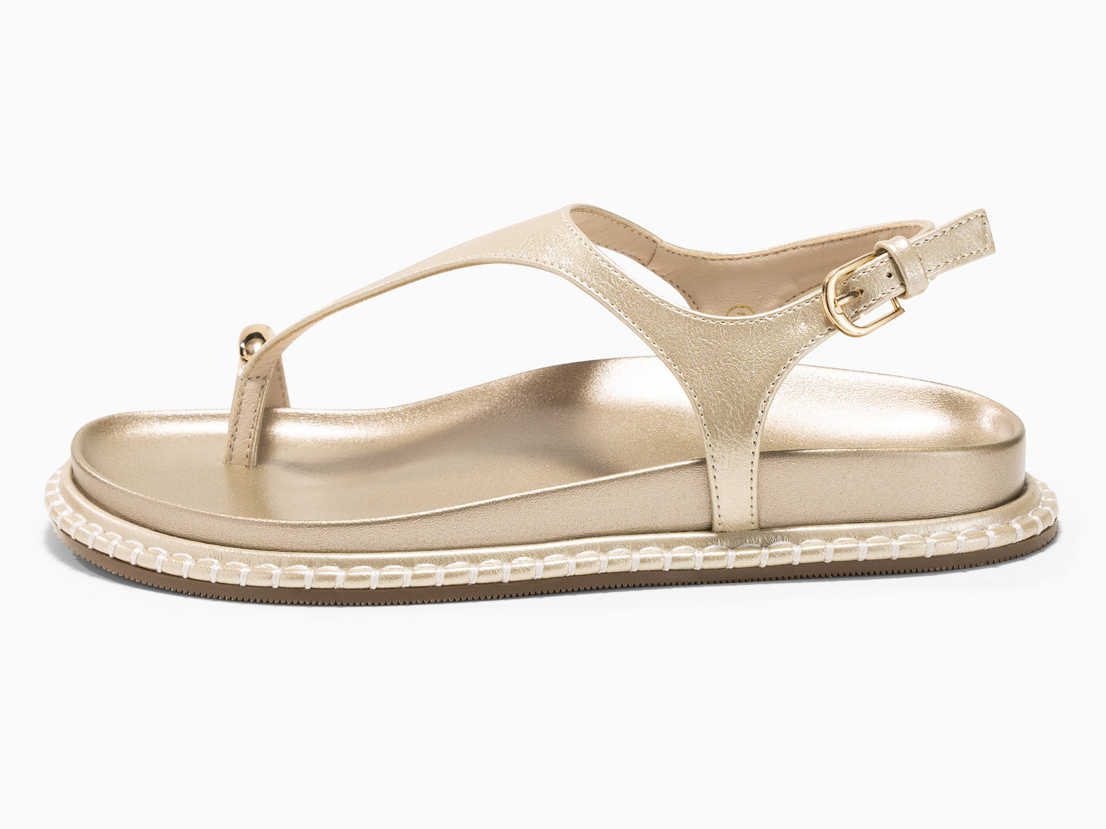 Coutgo Womens Gold Flat Sandals