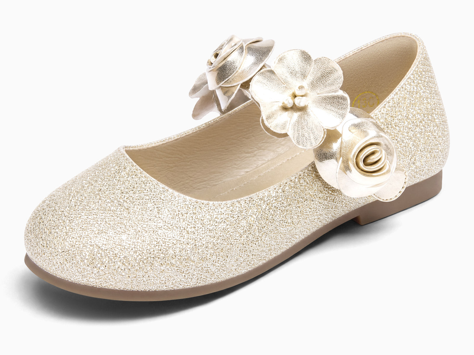 Coutgo Girls Gold Mary Jane Dress Shoes
