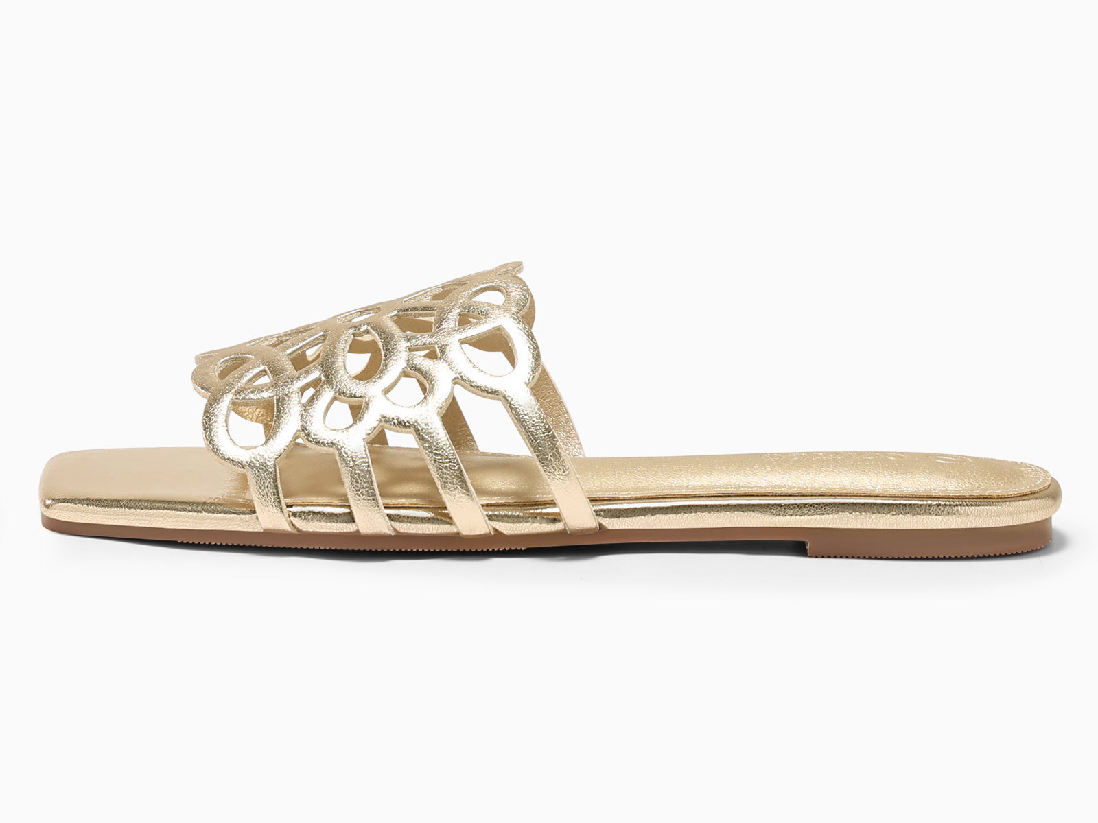 Coutgo Womens Light Gold Flat Sandals